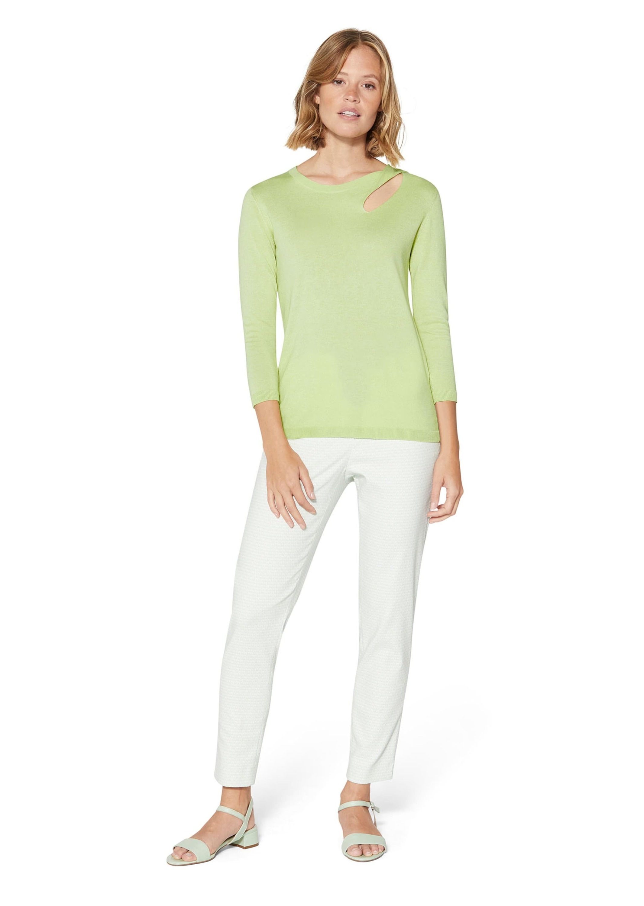 MADELEINE Longpullover »Pullover Feinstrick-Pullover mit 3/4-Ärmeln und Cut-out«