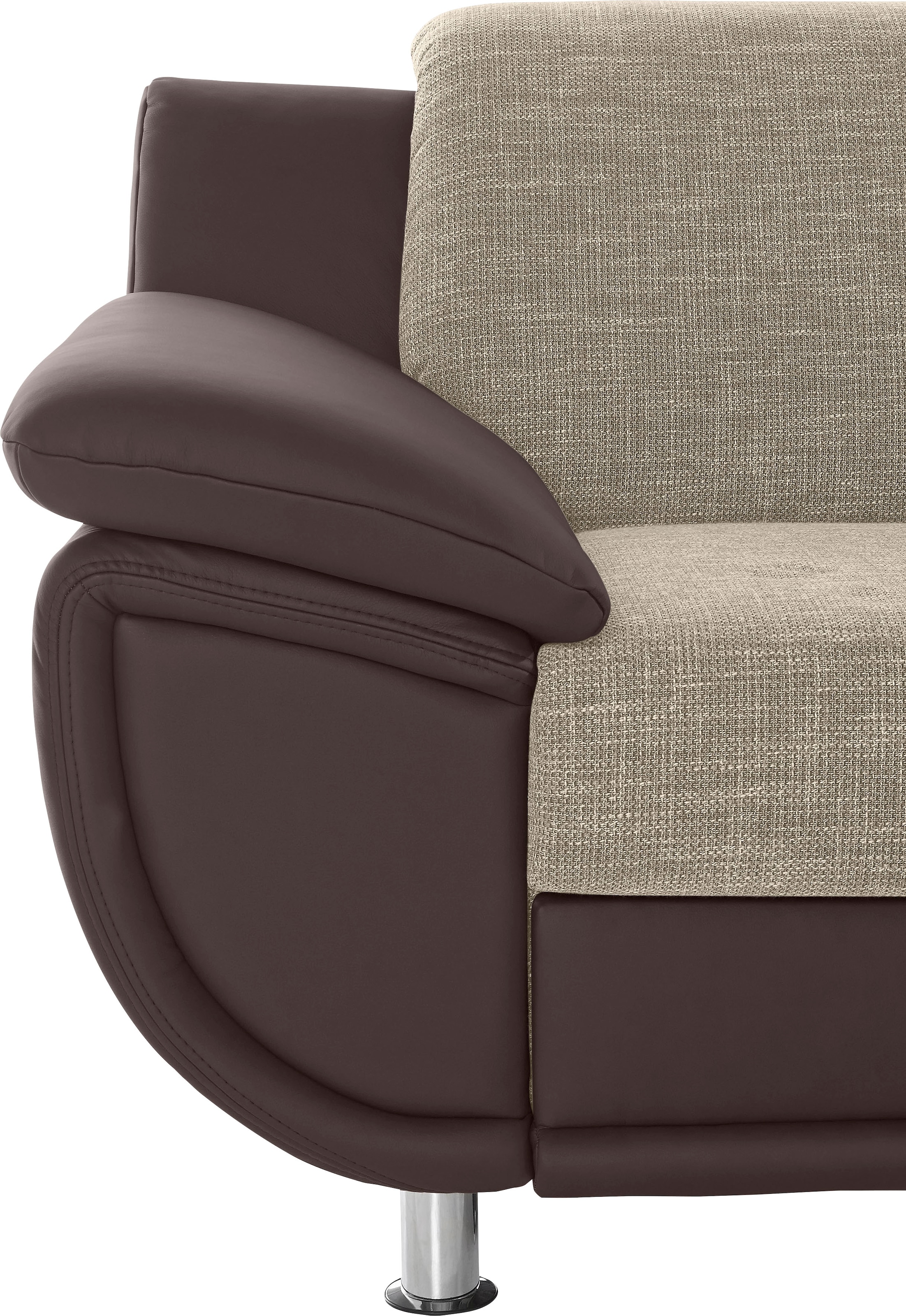 TRENDMANUFAKTUR Ecksofa »Rondo 3, zeitlos und bequem, Materialmix, breite Armlehnen, L-Form«, wahlweise mit Federkern für mehr Komfort, wahlweise mit Bettfunktion