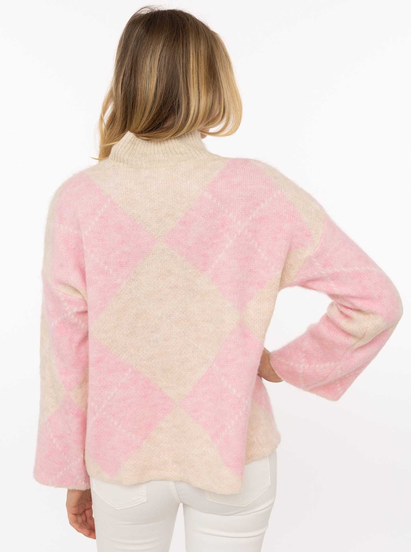 Zwillingsherz Rollkragenpullover »"Argyle"« großes Rautenmuster, hoher Kragen, Strick, One Size