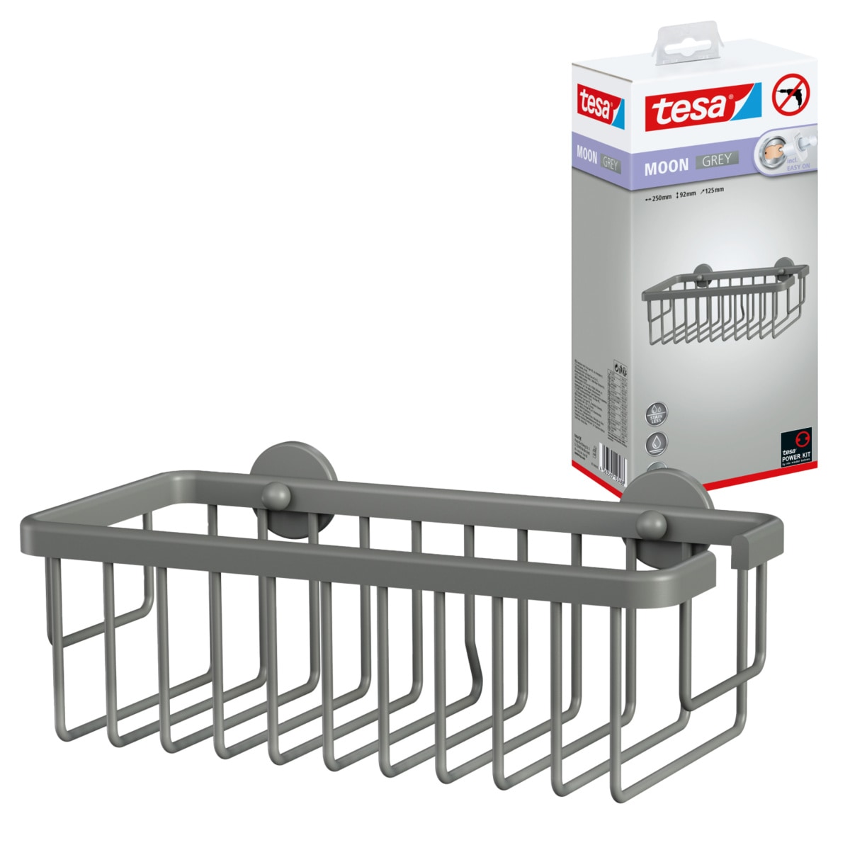 tesa Duschregal "MOON Duschkorb ohne Bohren - 9,2 x 25 x 12,5 cm" Packung günstig online kaufen