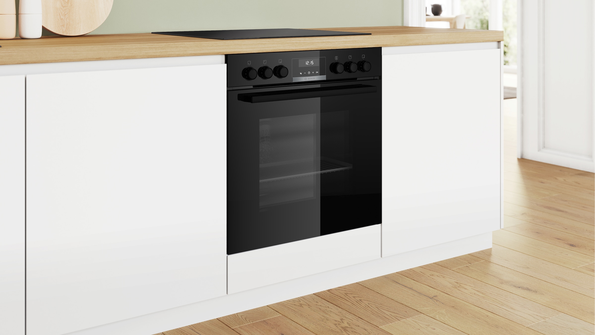 BOSCH Elektro-Herd-Set »HND611LS67«, mit Backwagen, Hydrolyse, Backwagen mit ausziehbarer Tür für bequemes Kochen & Backen