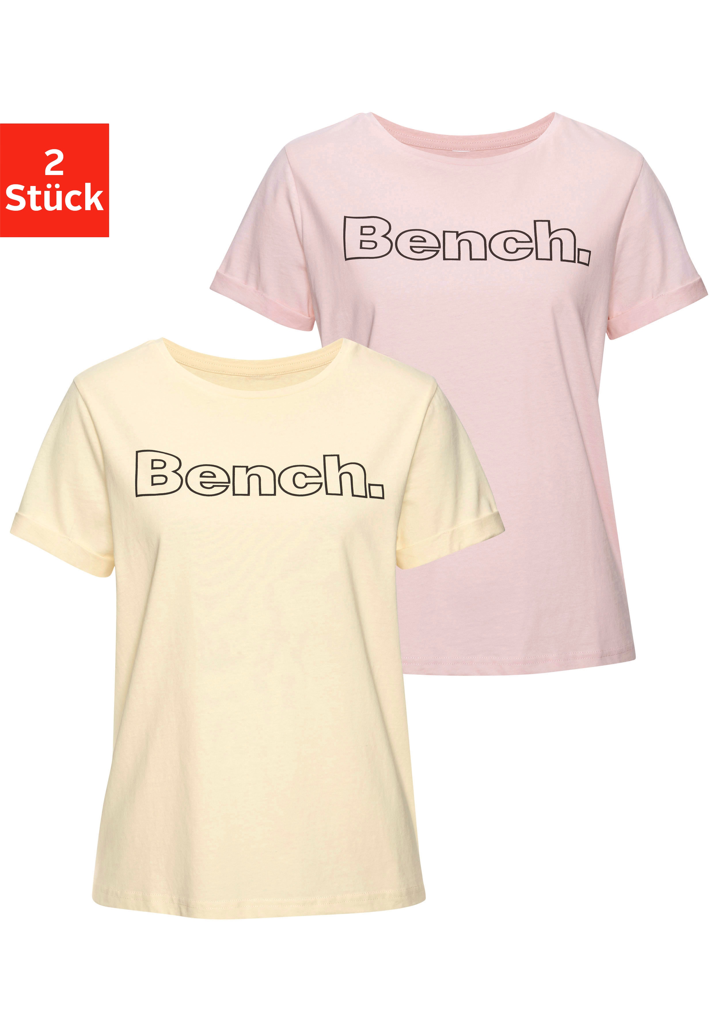 Bench. Loungewear T-Shirt Packung, 2 Stk. im doppelpack mit Logodruck, Loungewear
