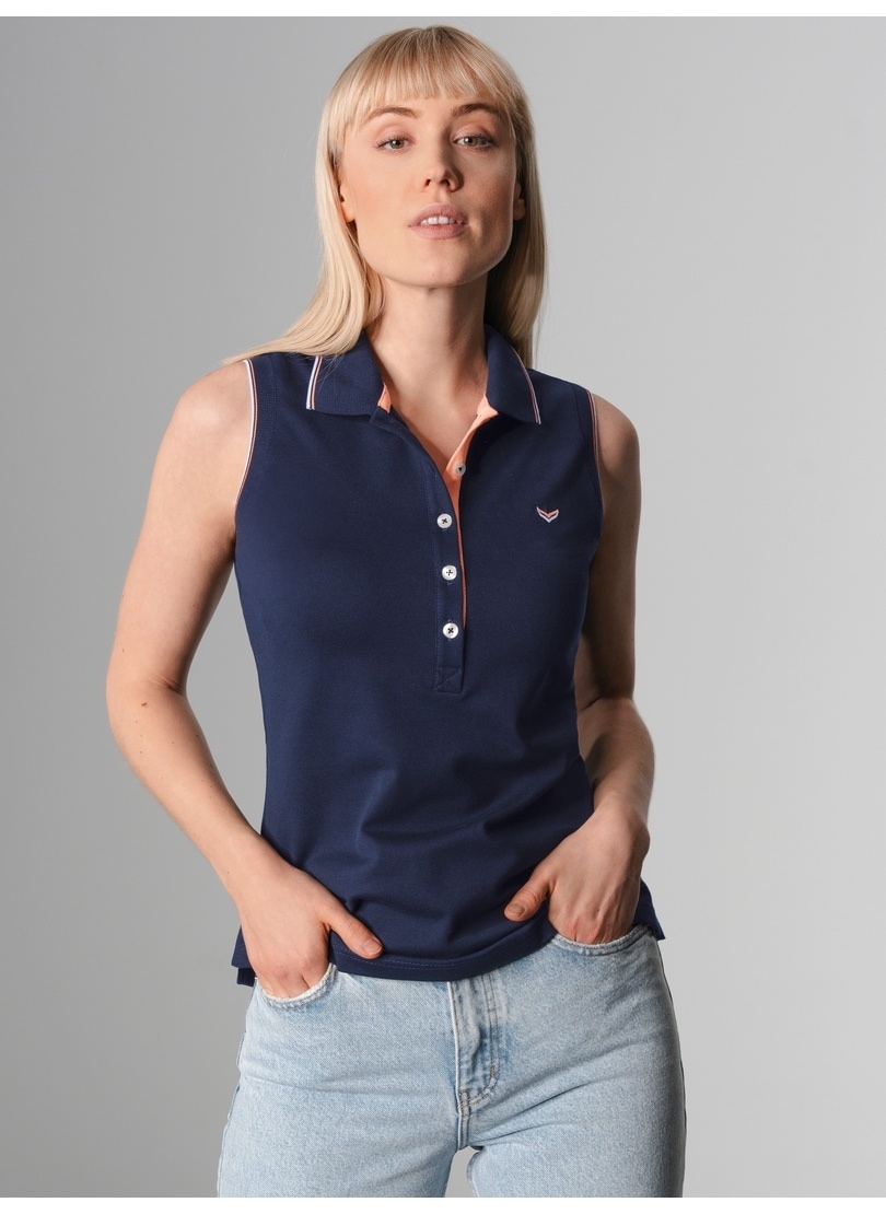 Shirttop »TRIGEMA Ärmelloses Poloshirt mit kontrastfarbigen Akzenten«, (1 tlg.)