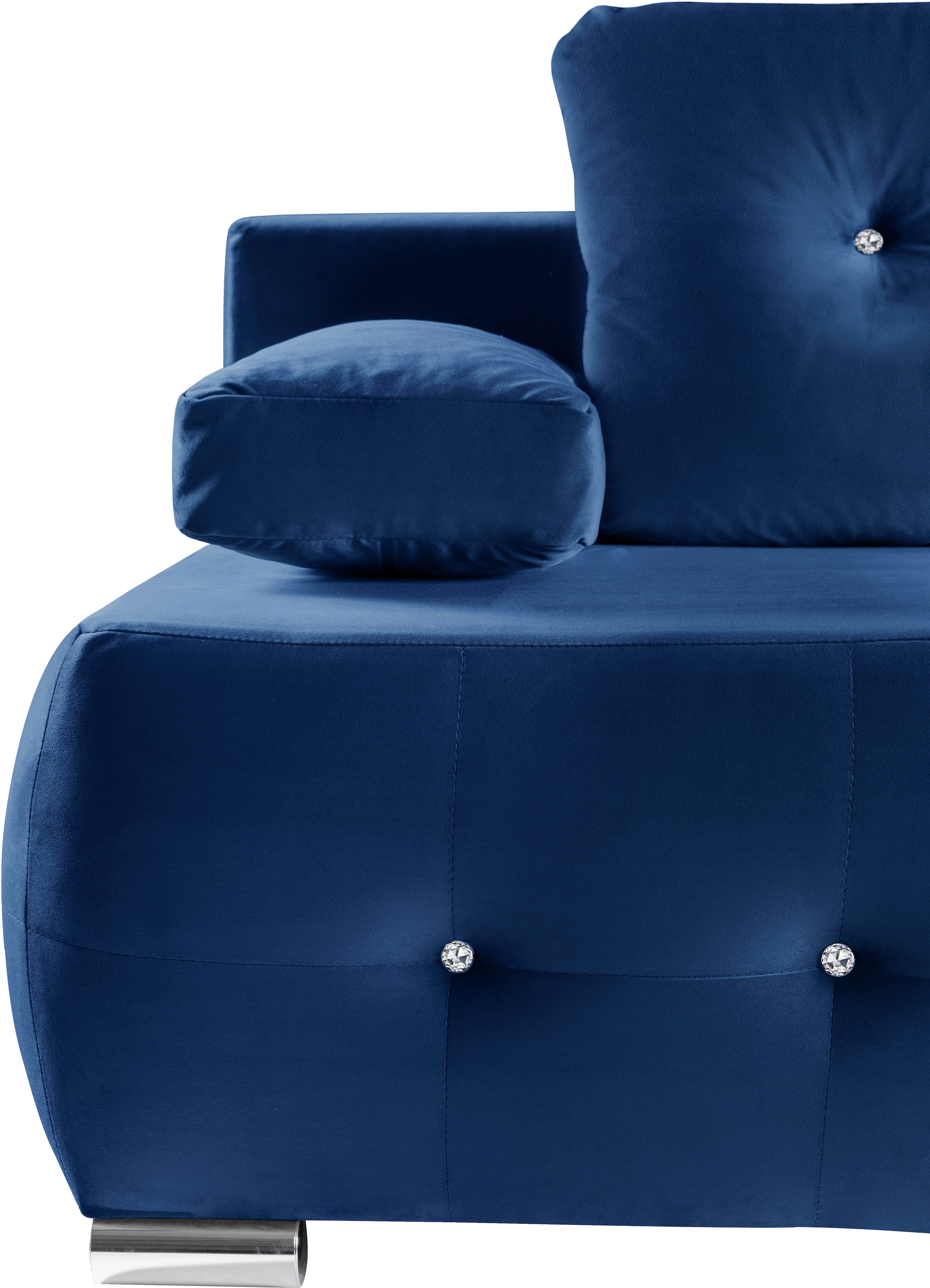 WERK2 Schlafsofa »Monaco Design Bettsofa, pflegeleichter Samtoptik Bezug, Breite 205cm«, 2-Sitzer Schlafcouch mit Bettkasten & funkelnden Ziersteinchen