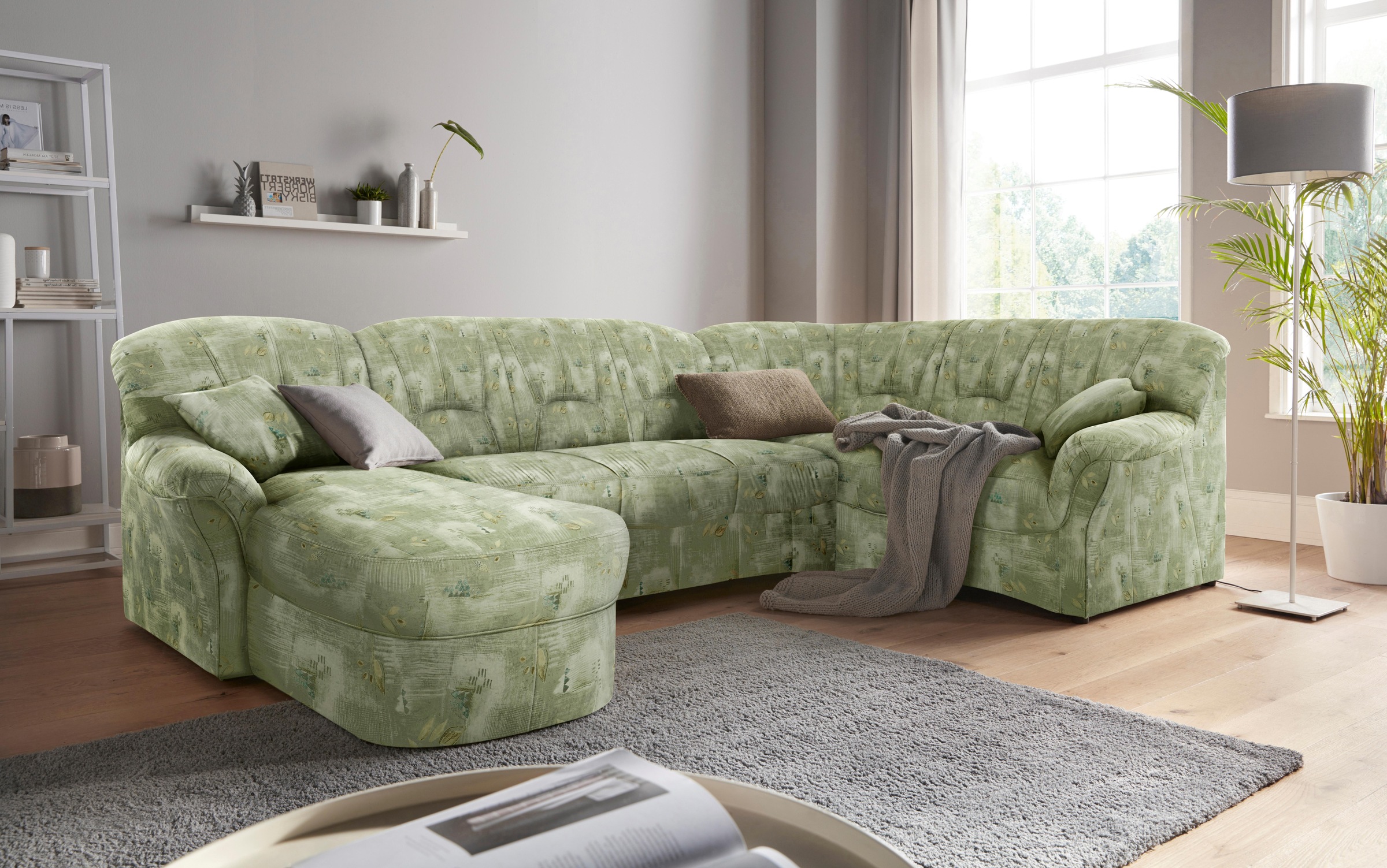 Thumbnail - DOMO collection Wohnlandschaft "Bahia mit viel Platz, zeitloses Design, U-Form" Microfaser, natur