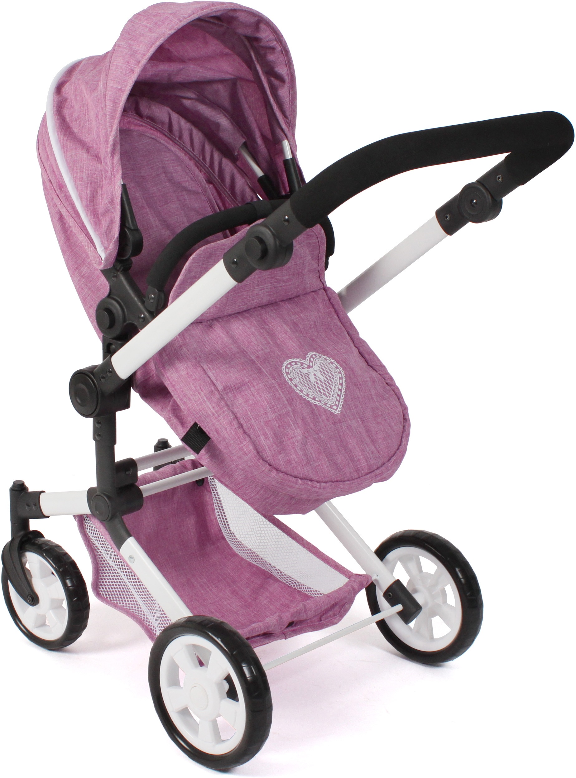 CHIC2000 Kombi-Puppenwagen »Linus, Jeans Pink«, (Set), mit Babywanne und Autositz