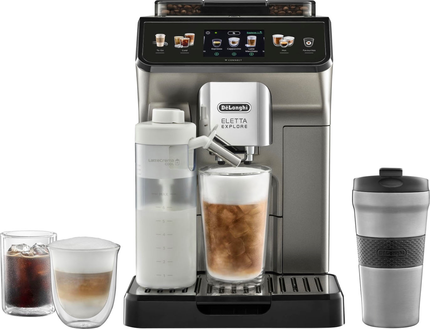 Full-Touch SIEMENS »EQ.700 Kaffeevollautomat | Profile per Raten BAUR speicherbar, bis TP705D47«, Milchsystem-Reinigung silber metallic Inox 10 -Display,