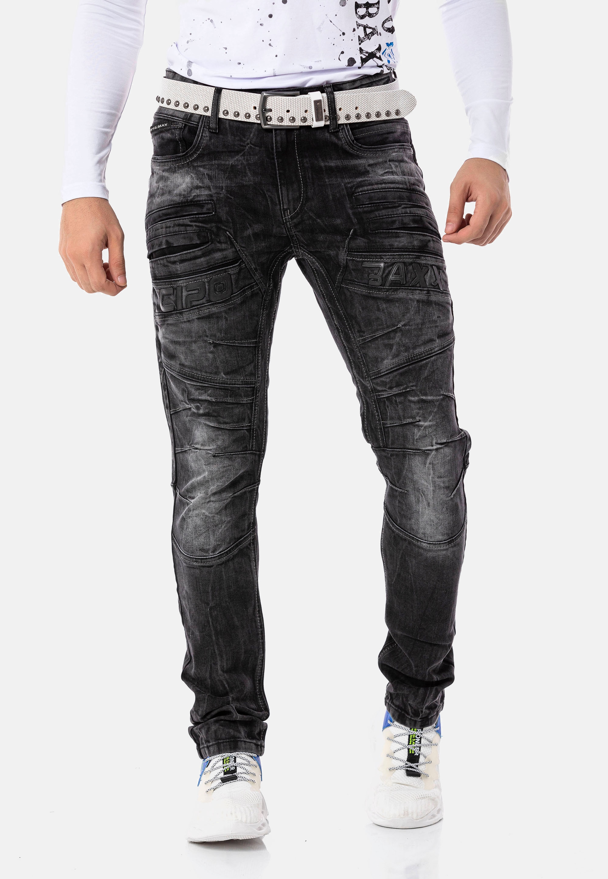 Slim-fit-Jeans, mit dekorativer Reißverschluss