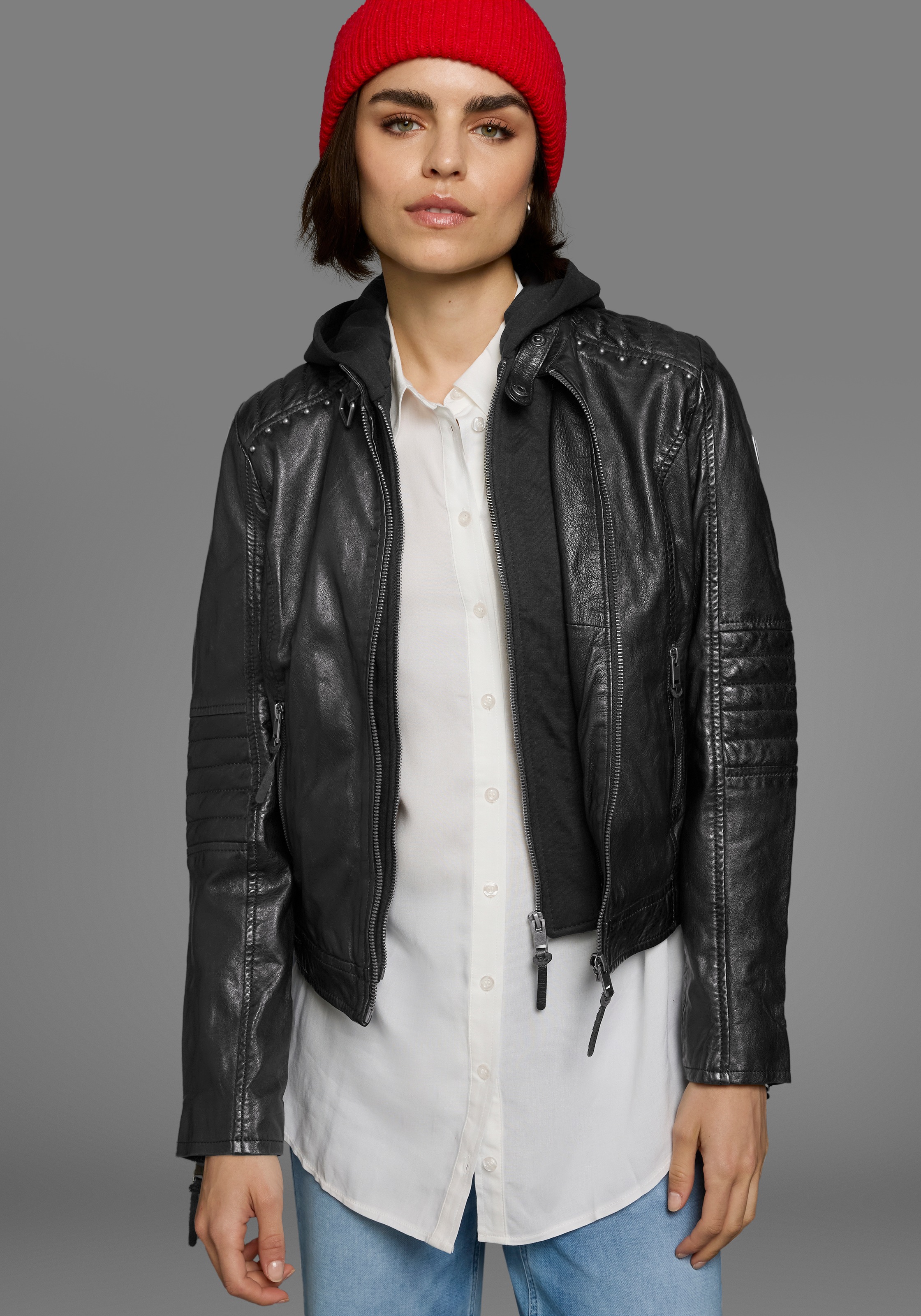 ALPENBLITZ "Lissabon" mit Kapuze für Sommer und Übergangszeit, aus Lammnapp günstig online kaufen