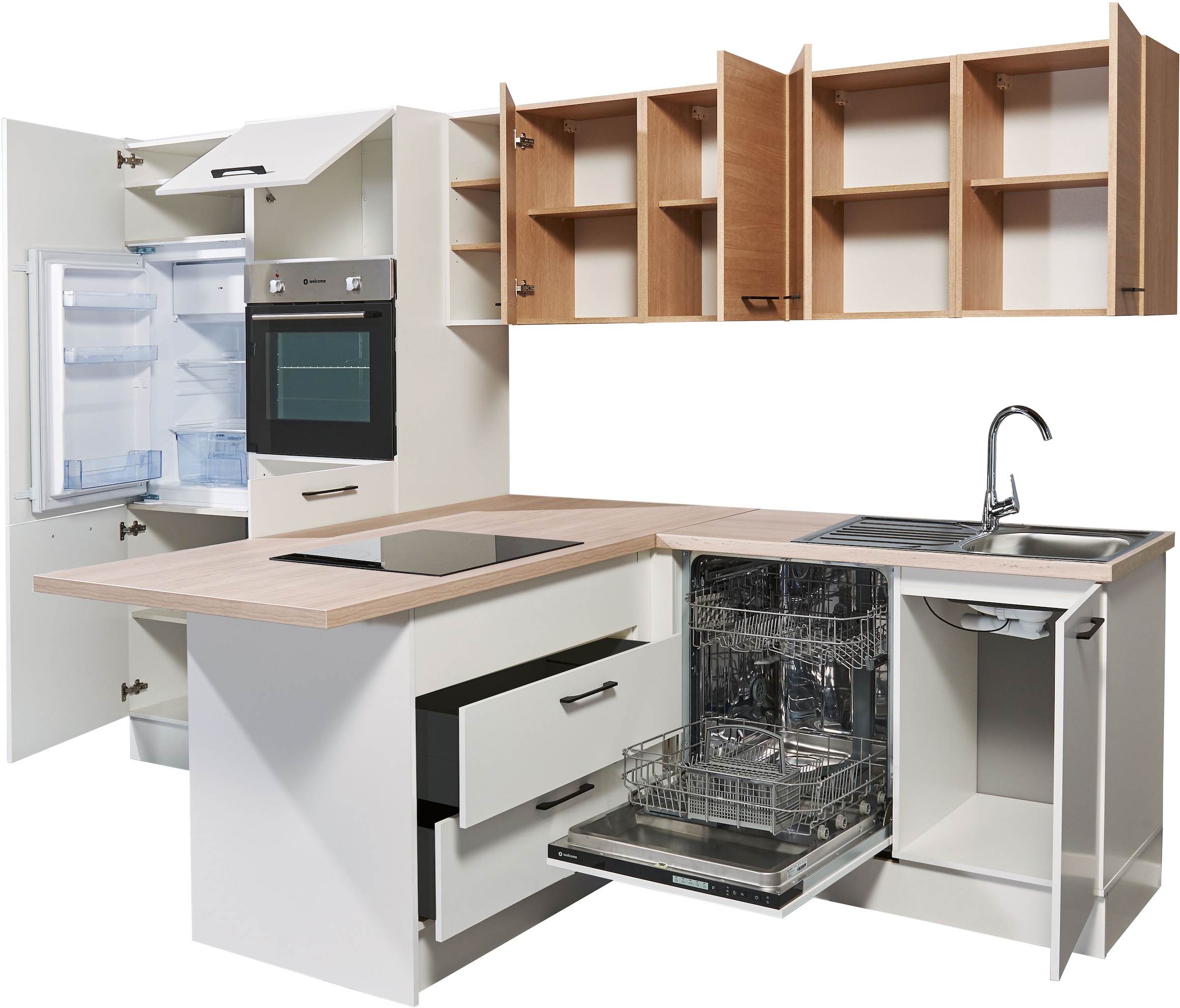 BASIC by Balculina Küchenzeile »Girona B/H/T 325x211x200 cm« Breite 325cm, wahlweise mit E-Geräte, Softclose