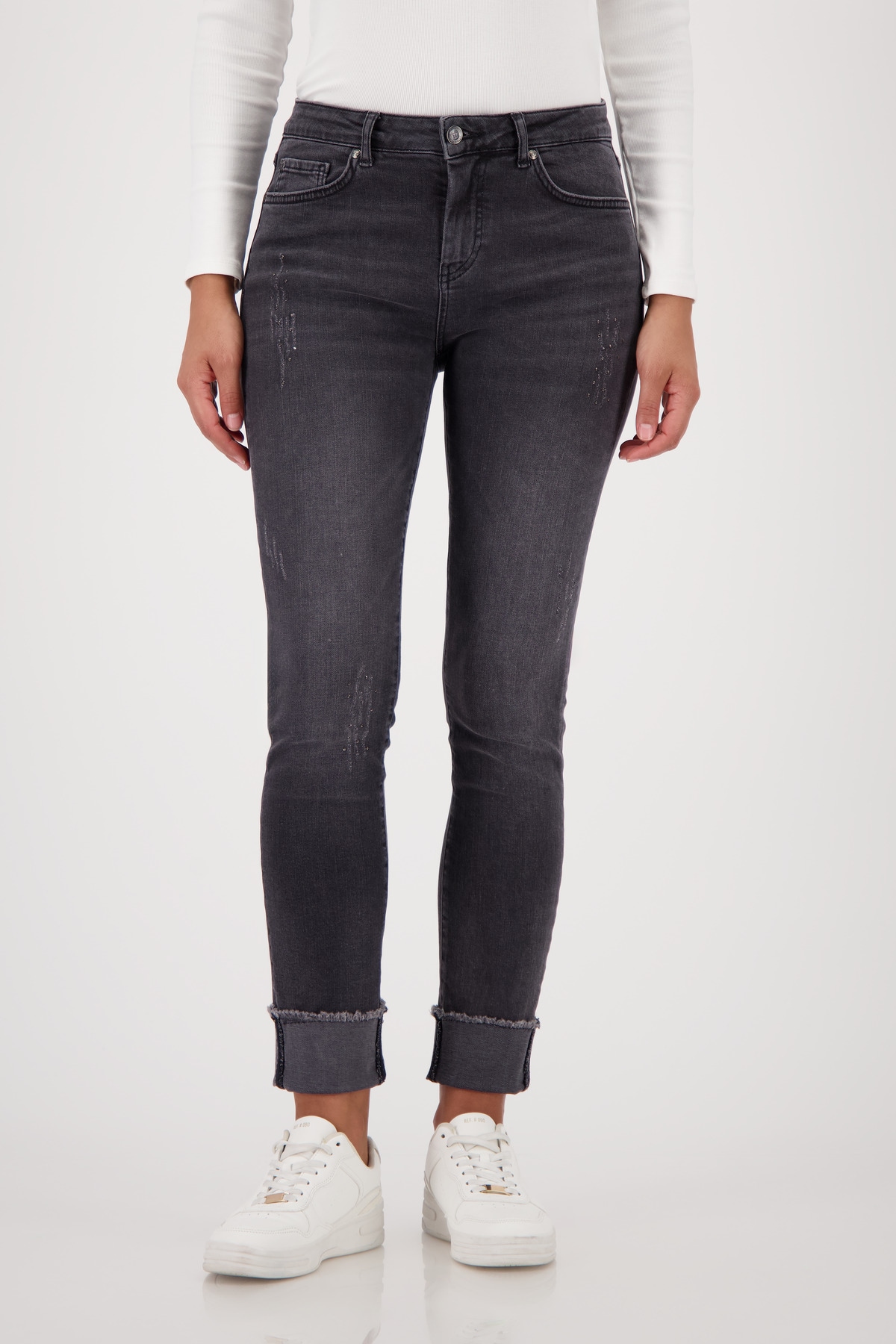 Monari Slim-fit-Jeans "Hose Jeans Nietenschmuck" Slim-fit-Passform, mit Str günstig online kaufen