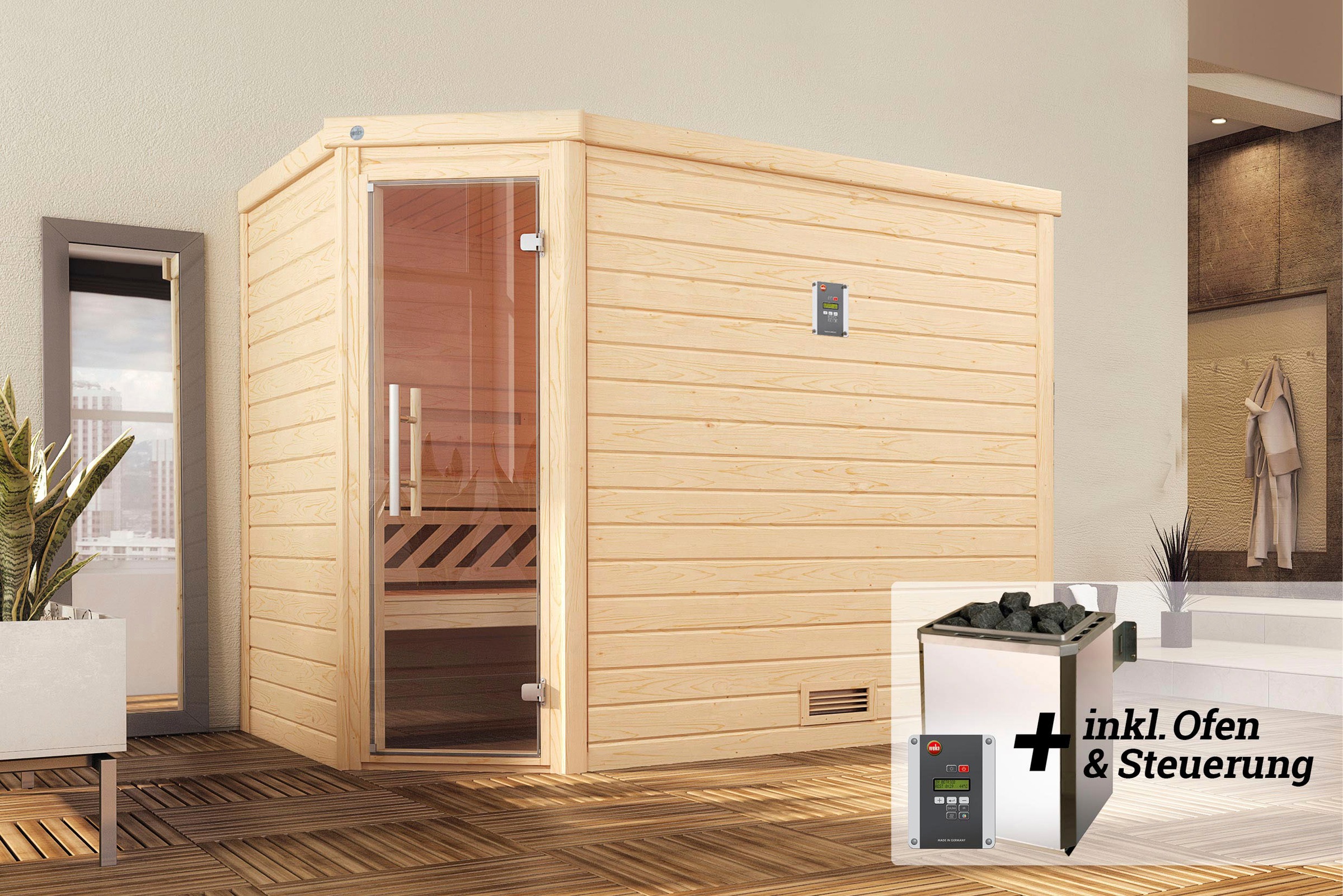 weka Sauna »Turku«, 7,5 kW-Ofen mit digitaler Steuerung