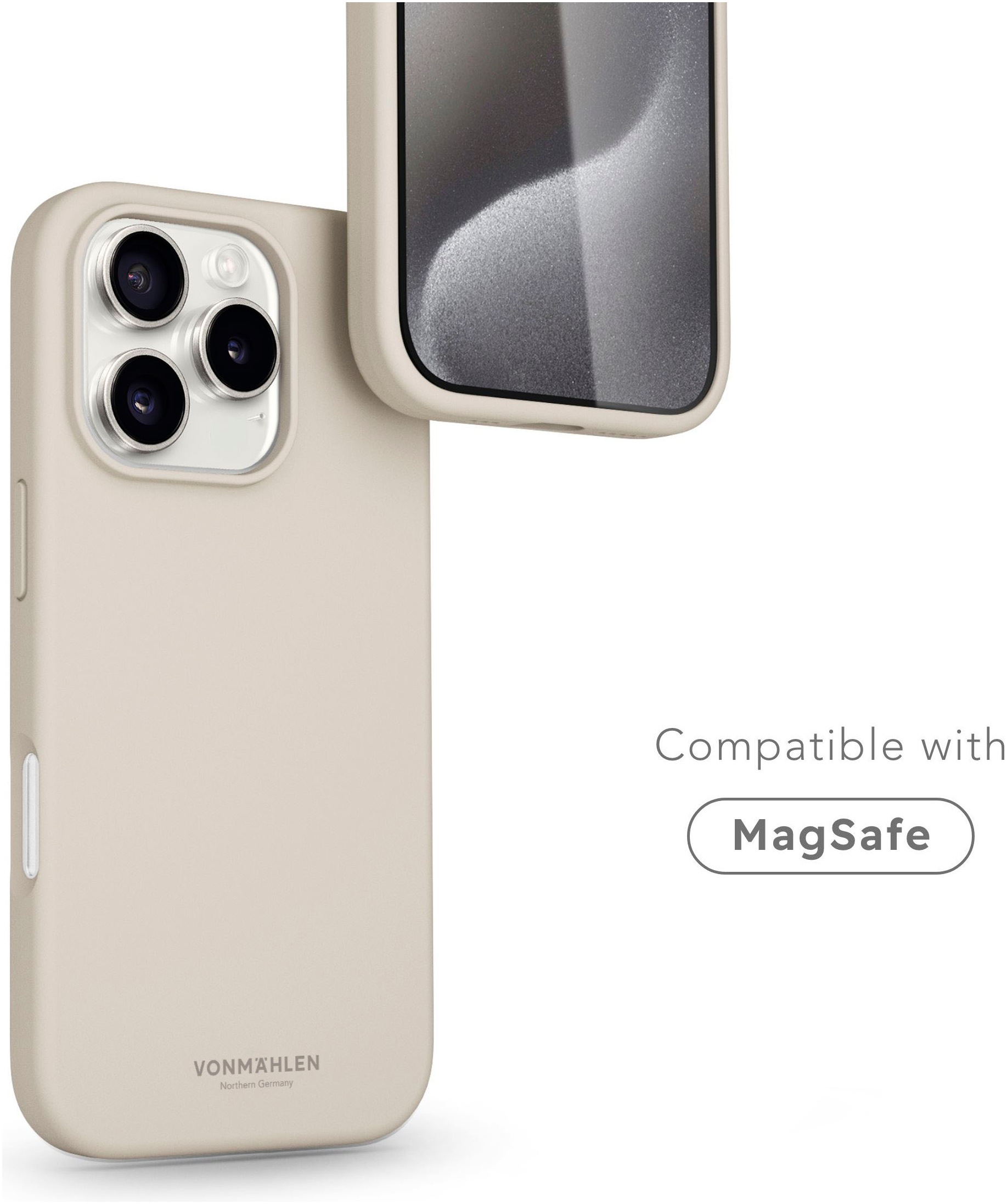VONMÄHLEN Smartphone-Hülle »iPhone 16 Pro Max, Soft Silicone Case - Cream«