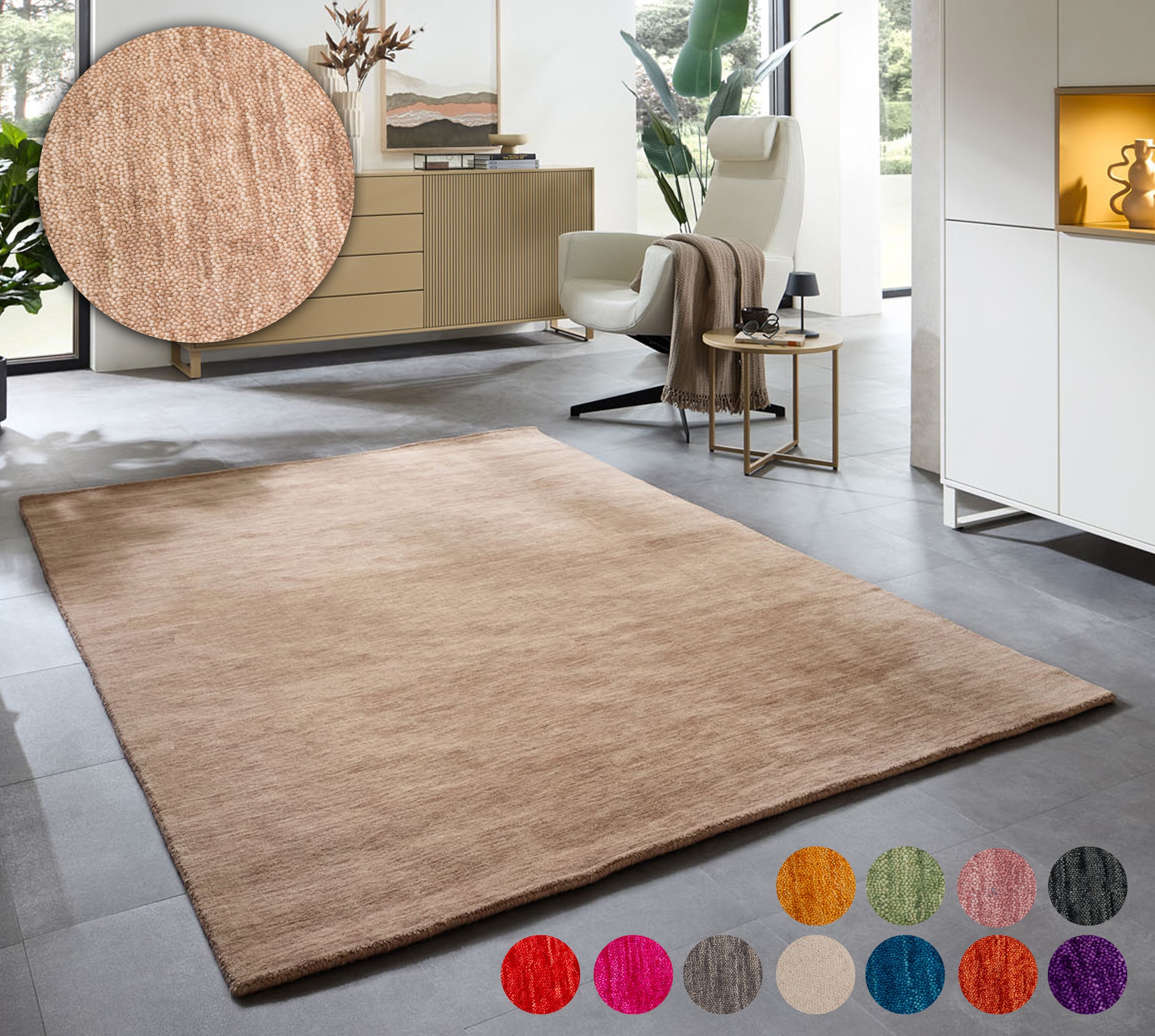 OTTO home Wollteppich "Karchau, Handwebteppich" rechteckig 13 mm Höhe reine Wolle, meliert, handgewebt, brilliante Farben