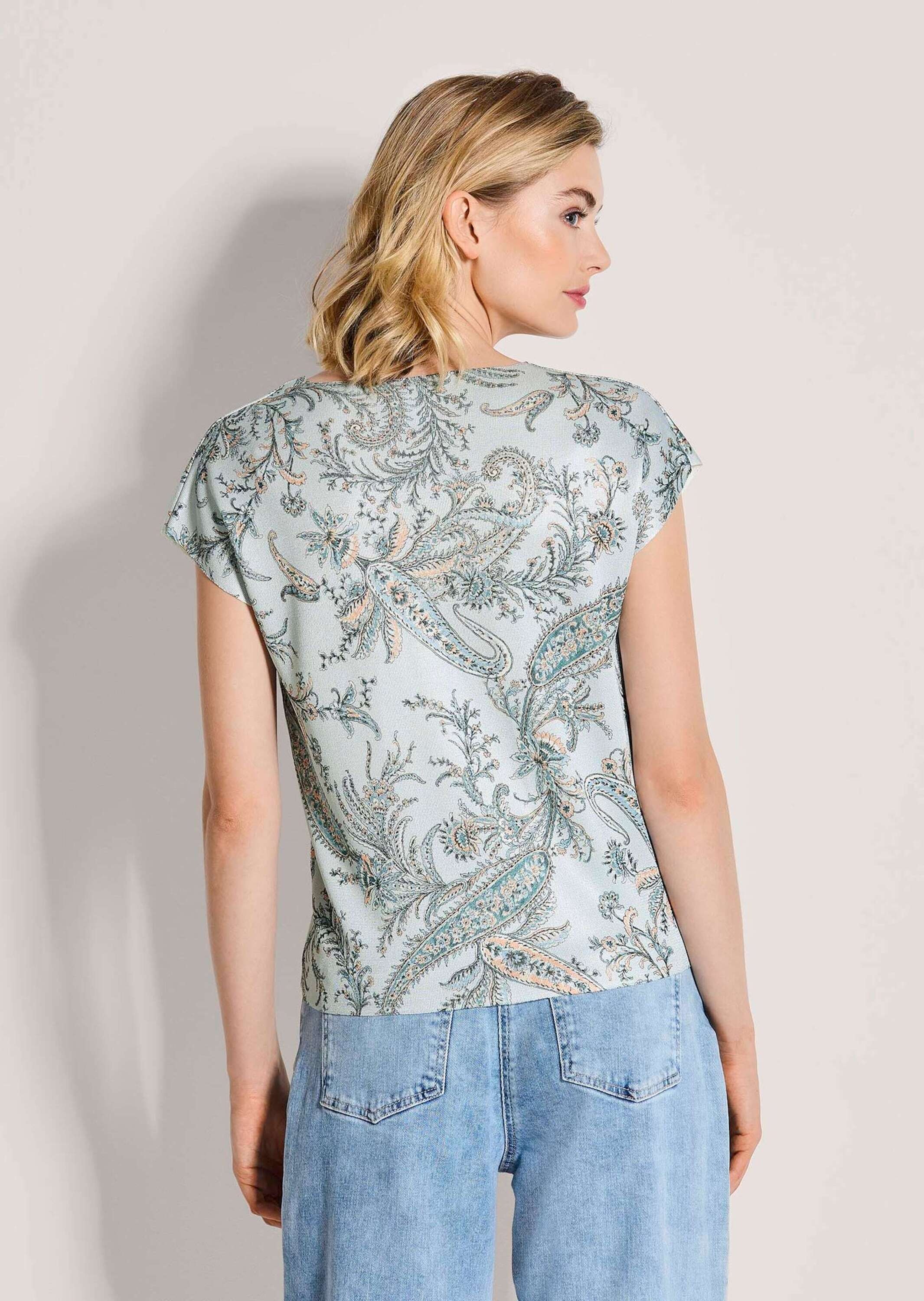 MADELEINE Longpullover »Stricktop Viskoseshirt mit Paisley-Muster« Dezent schimmerndes Finish