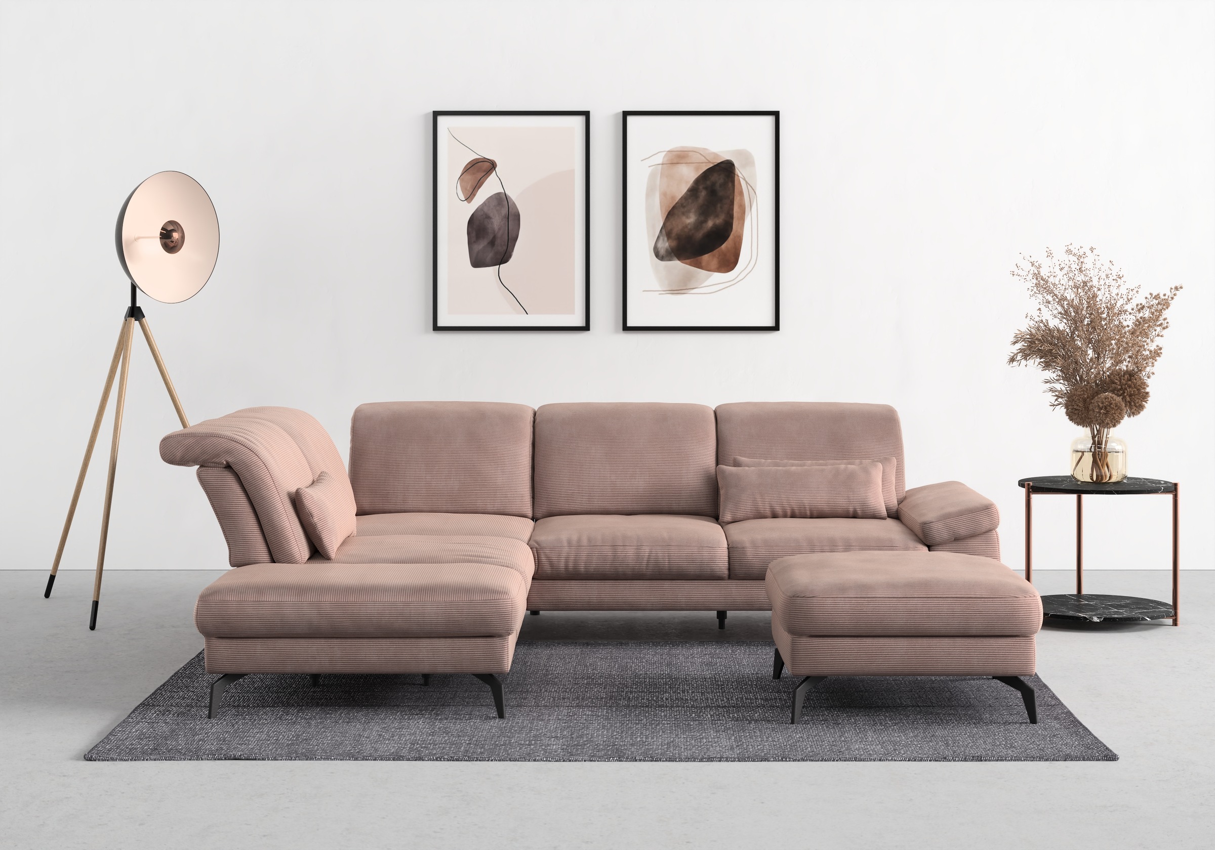 sit&more Ecksofa »Cabana L-Form«, Ottomane, wahlweise mit Sitztiefen-,Armlehnen- und Kopfteilfunktion