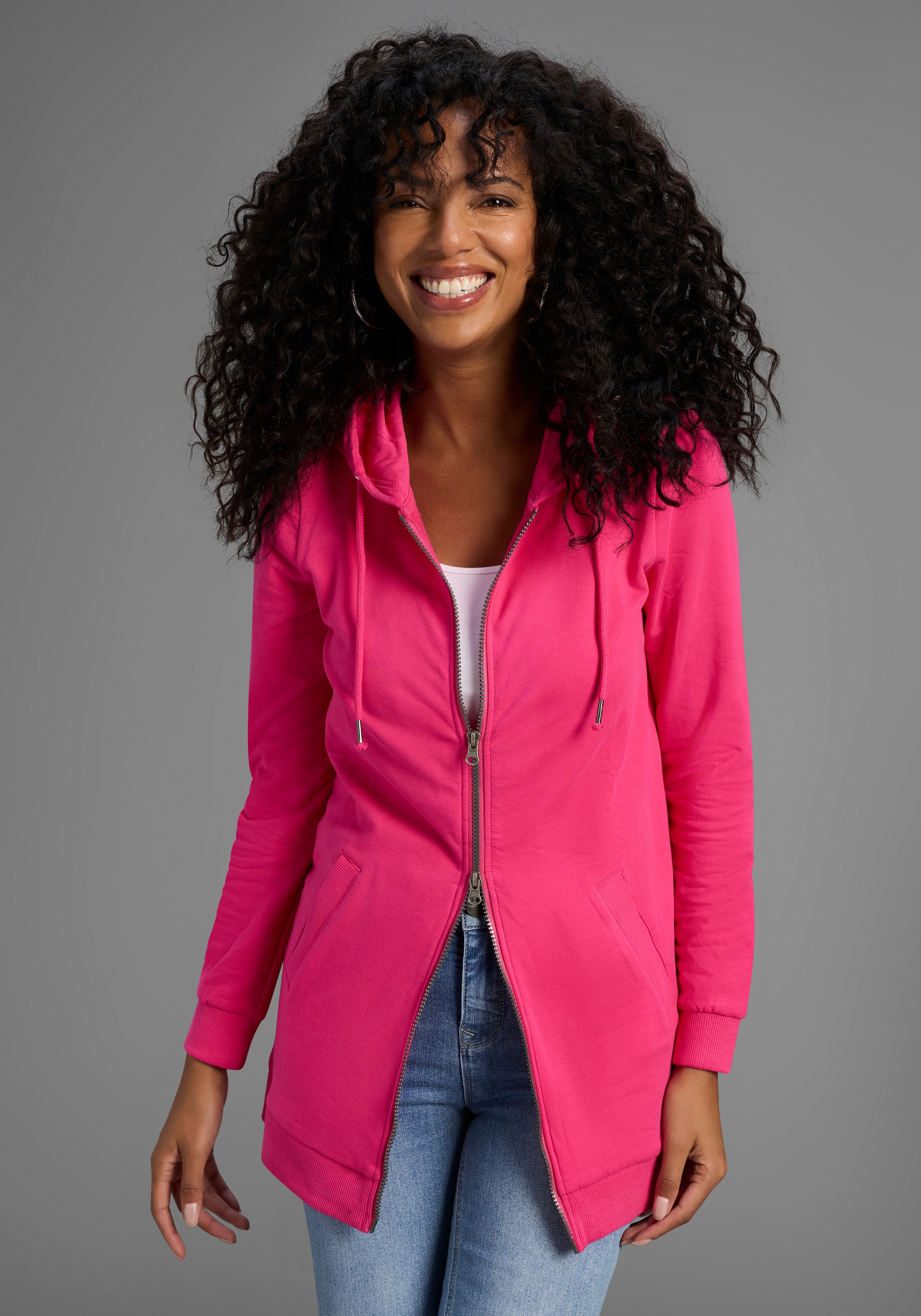 Flashlights Sweatjacke, in langer Form mit Zipper günstig online kaufen