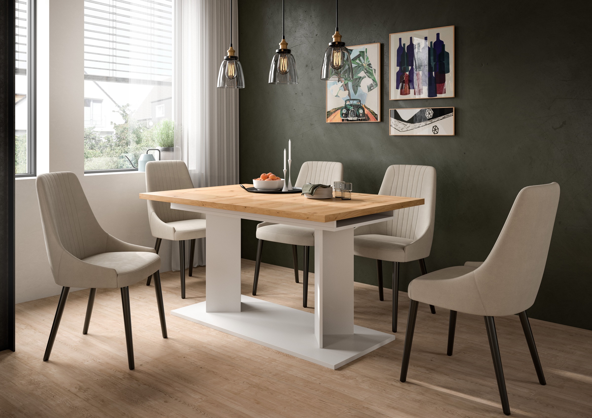 Home affaire Esstisch »GERO, 140-190 cm, 2-fach ausziehbar, Säulengestell« in verschiedenen Ausführungen erhältlich, 1 Stk. tlg. Tisch, Esstisch, Esszimmer, Esszimmertisch, Küchetisch, Bartisch