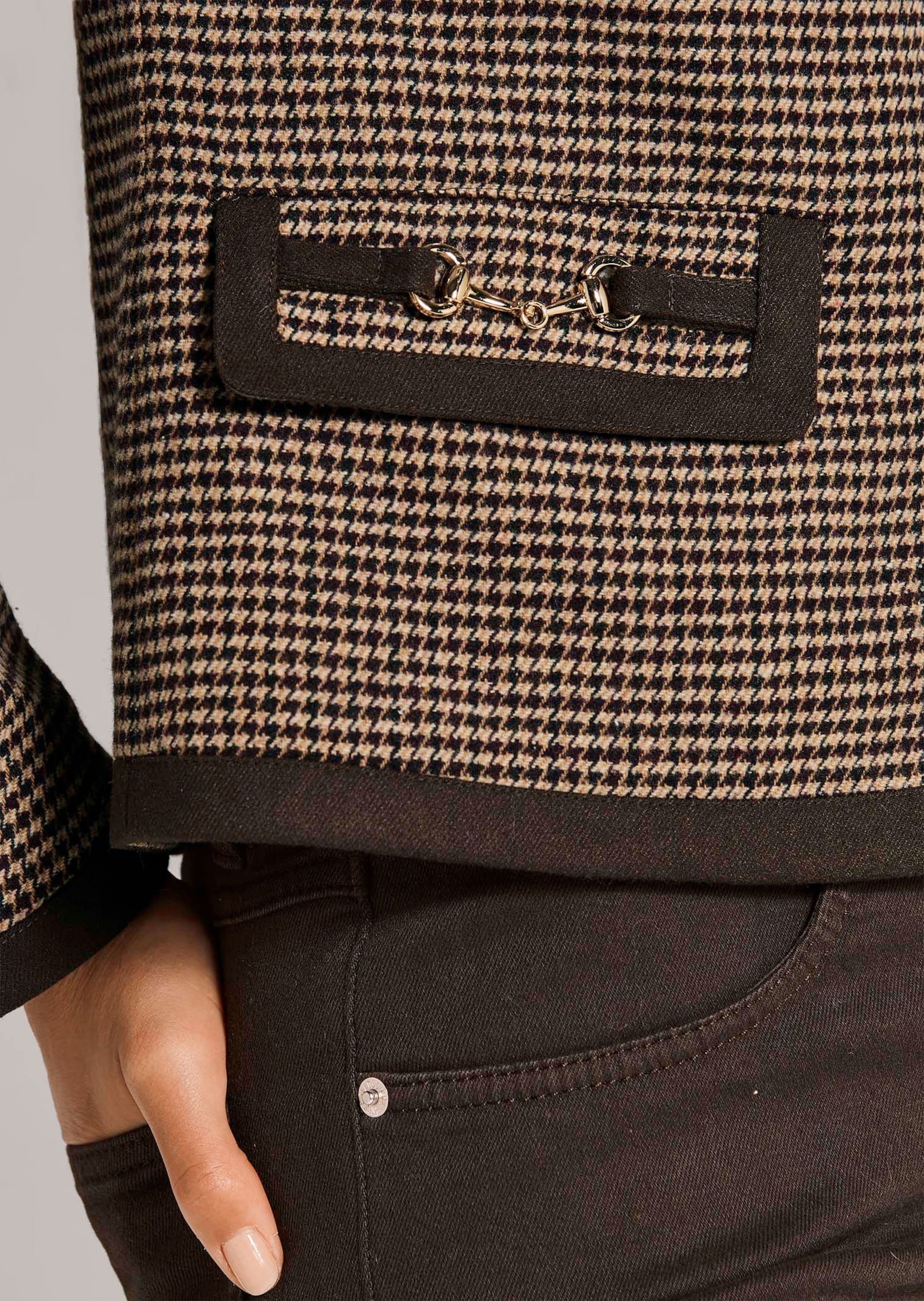 MADELEINE Jackenblazer »Blazer Kragenloser Pepita-Blazer«