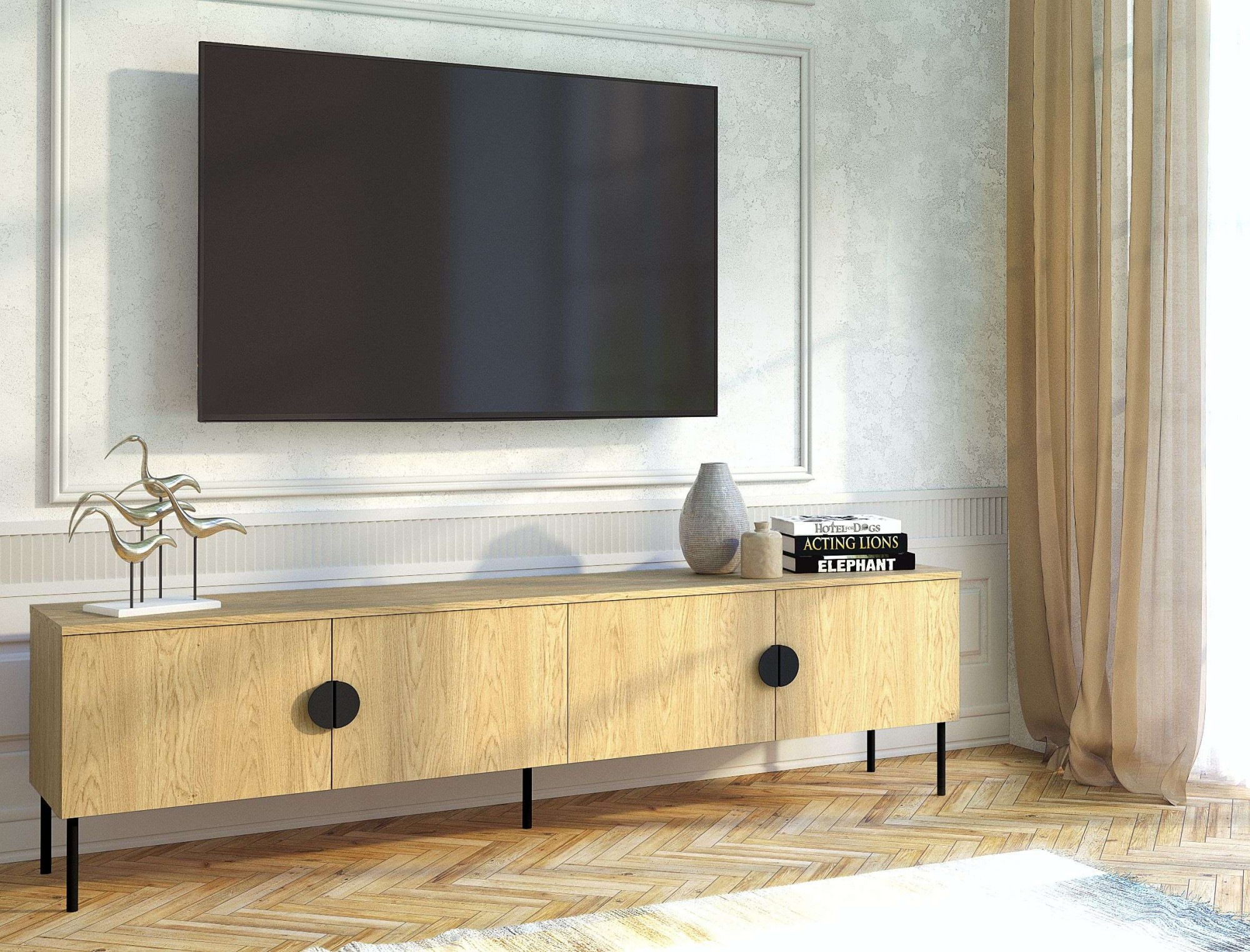 Leonique Lowboard "BELLOT TV-Schrank mit 2 Türen, Maße B/T/H: 160/40/53,6 c günstig online kaufen