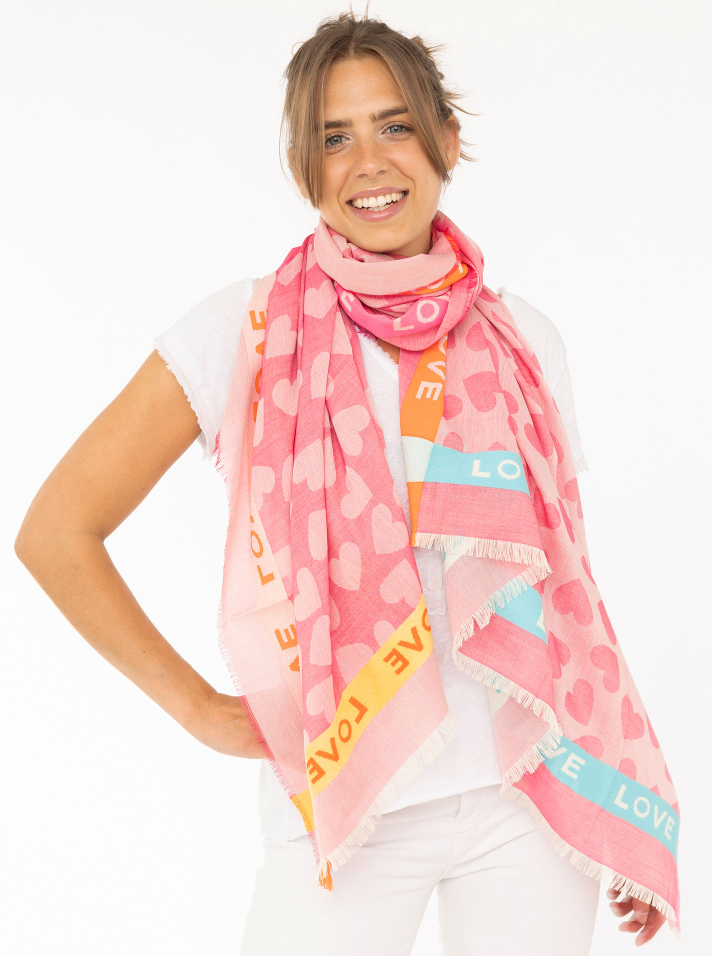 Zwillingsherz ""Love & More"" stylischer Schal mit Schriftzug