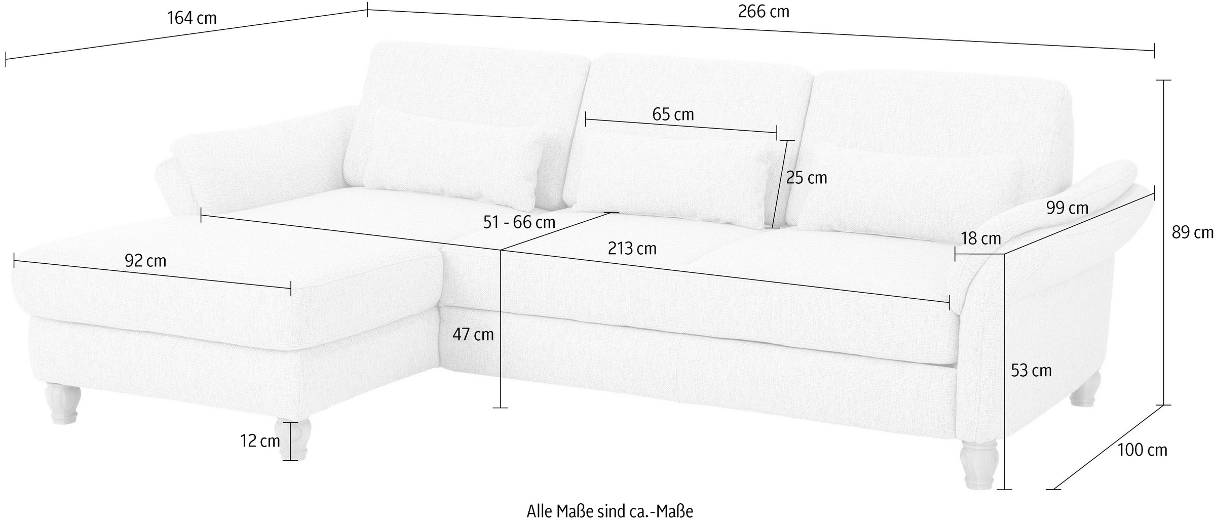 Home affaire Ecksofa »Palace L-Form«, incl. Sitztiefenverstellung, wahlweise mit Bettfunktion und Stauraum