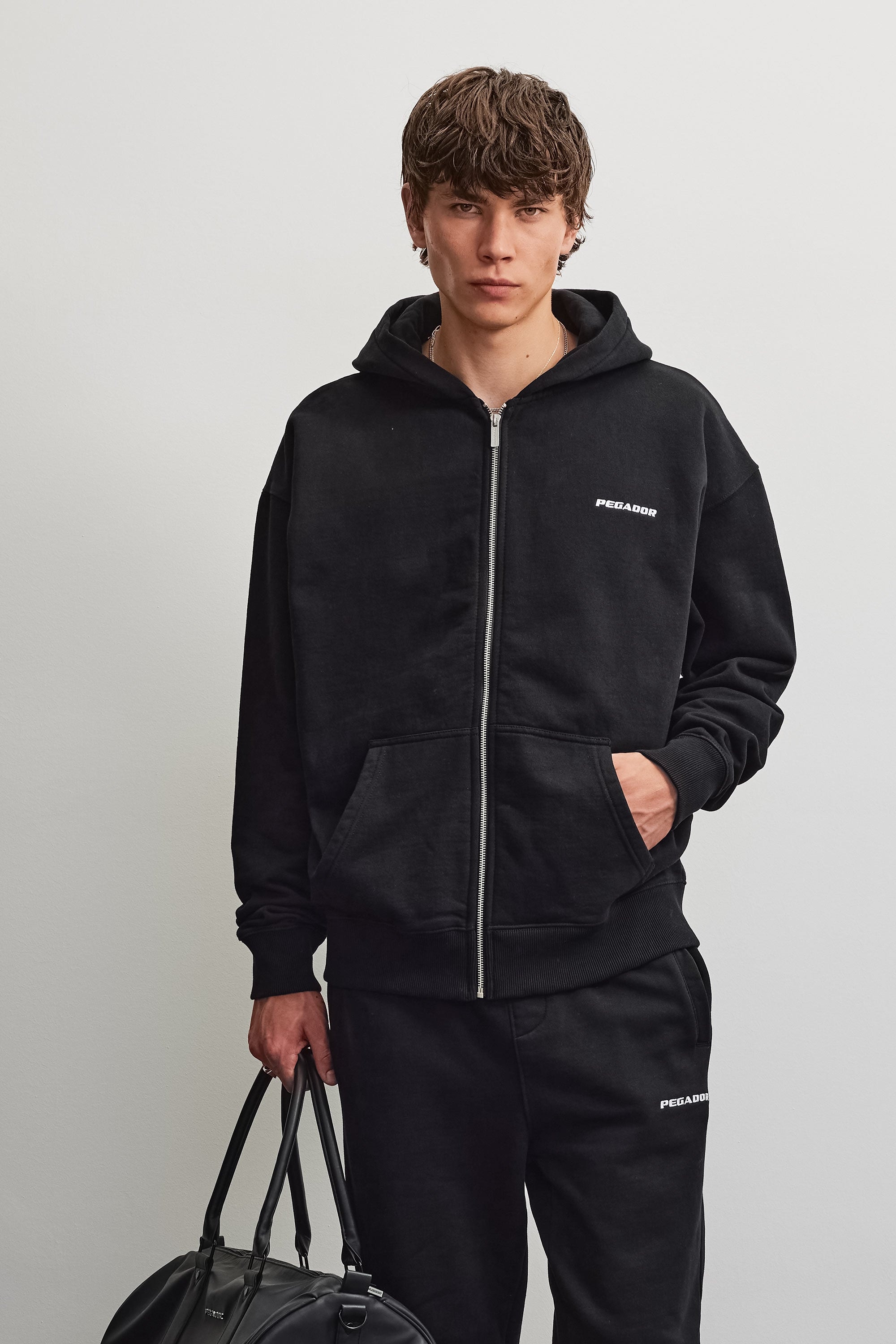 PEGADOR Kapuzensweatjacke "Logo Oversized Sweat Jacket" Baumwollmischung, oversize