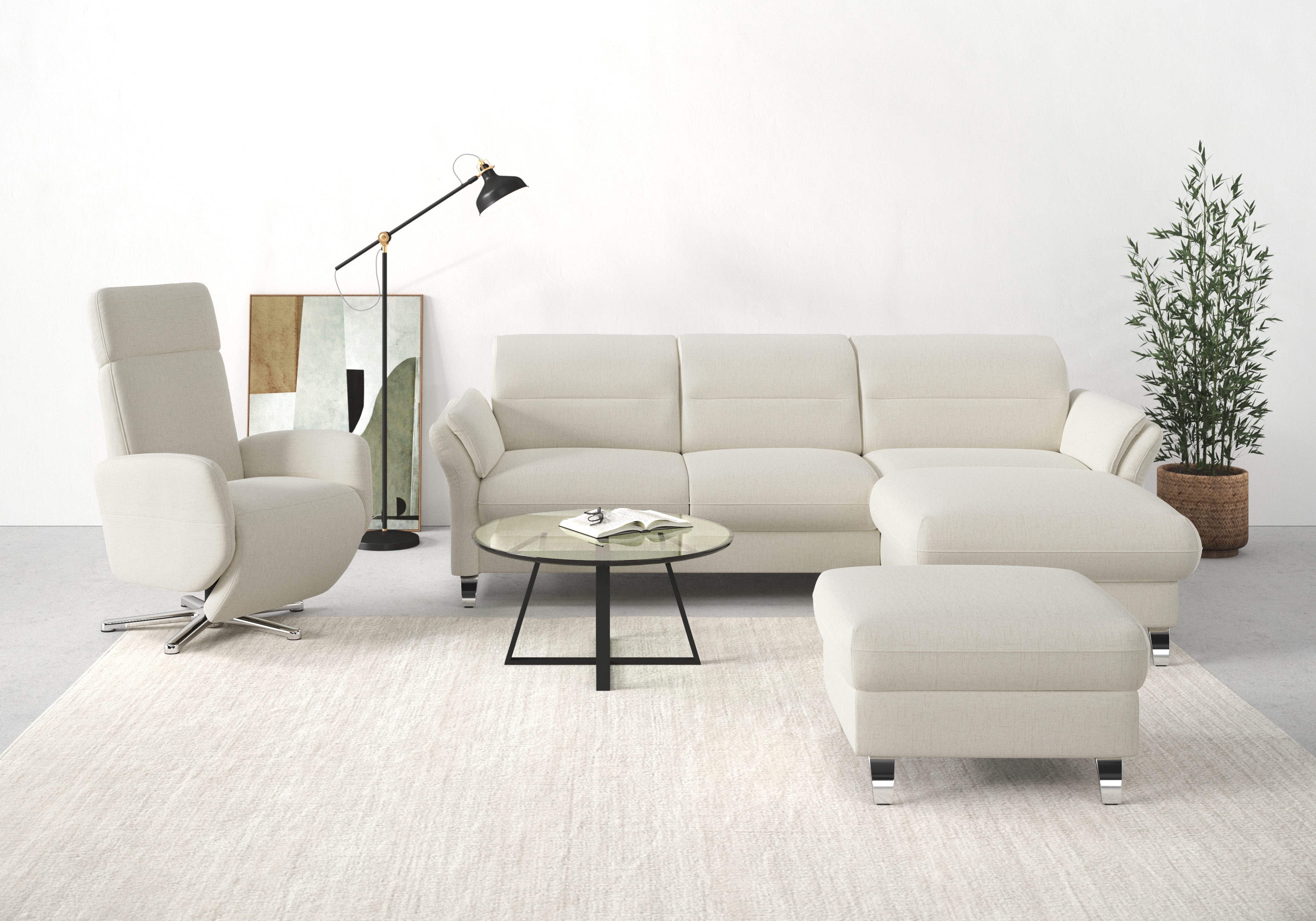 sit&more Ecksofa "Grenoble L-Form mit Federkern" wahlweise mit Schlaffunktion, Bettkasten, Arm- und Kopfteilverstellung