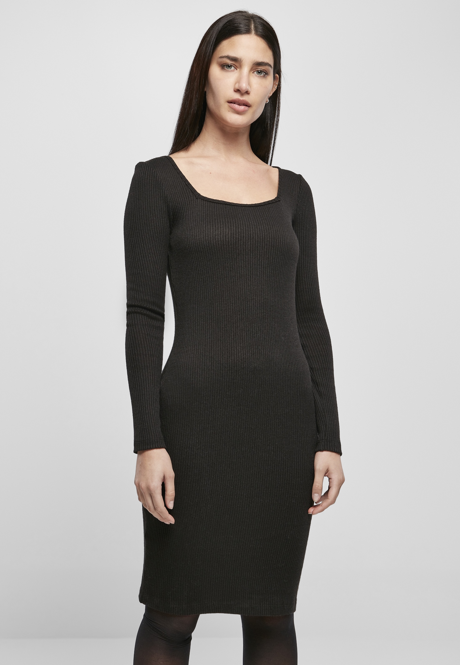 URBAN CLASSICS Jerseykleid »Damen Ladies Rib Squared Neckline Dress«, (1 tlg.)  für kaufen | BAUR
