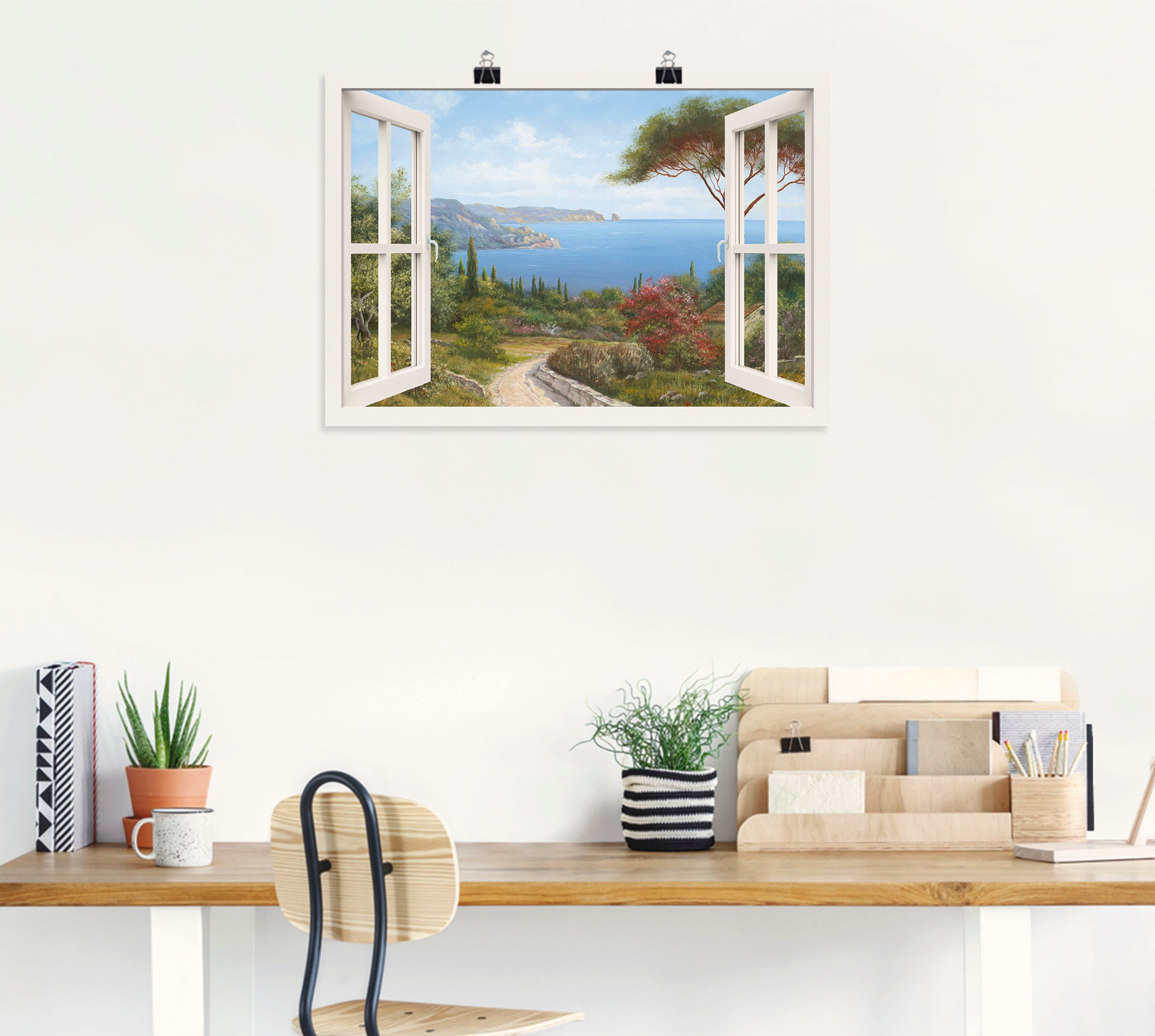 Artland Wandbild "Fensterblick - Haus am Meer I" Fensterblick 1 Stk. tlg. a günstig online kaufen