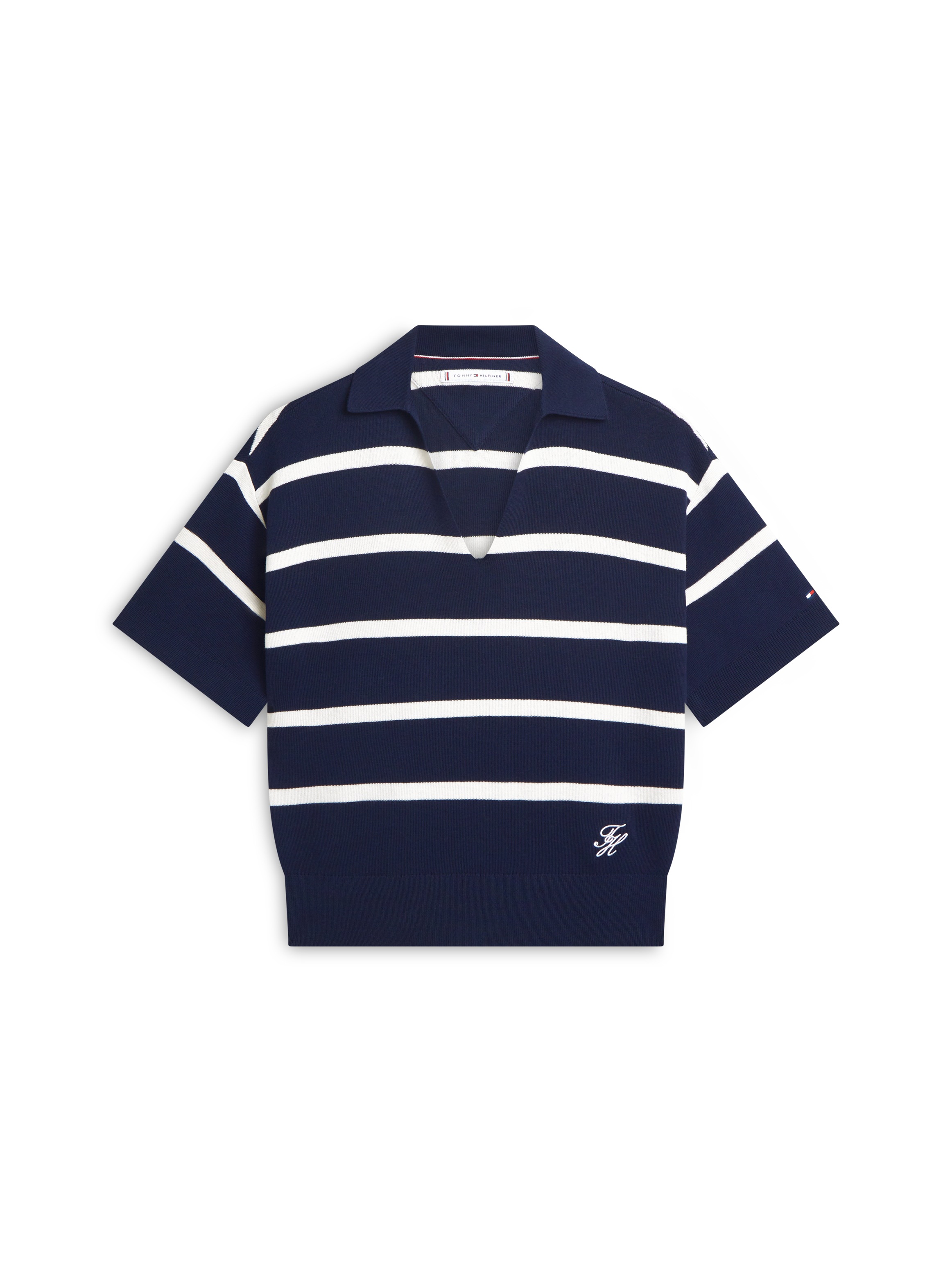 Tommy Hilfiger Strickpullover »CO FULL NEEDLE POLO SS SWT« mit V-Ausschnitt