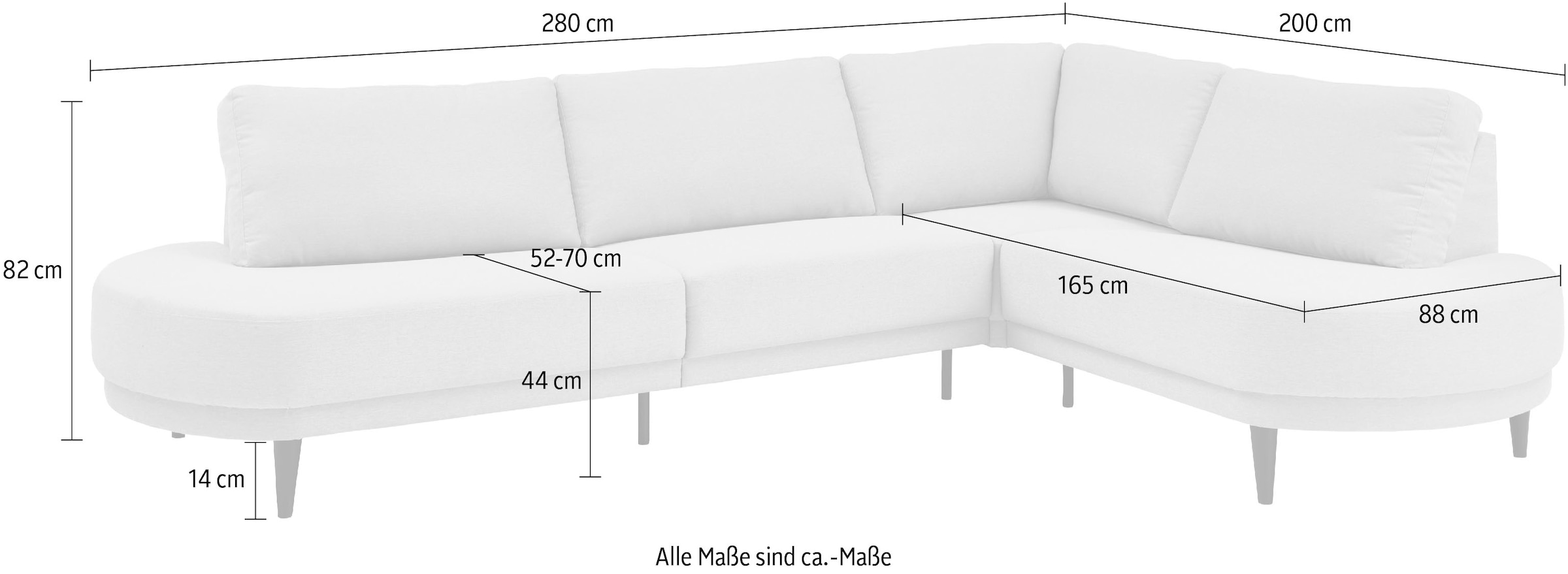 ATLANTIC home collection Ecksofa »Ronny L-Form«, mit Wellenunterfederung, rechts/links montierbar