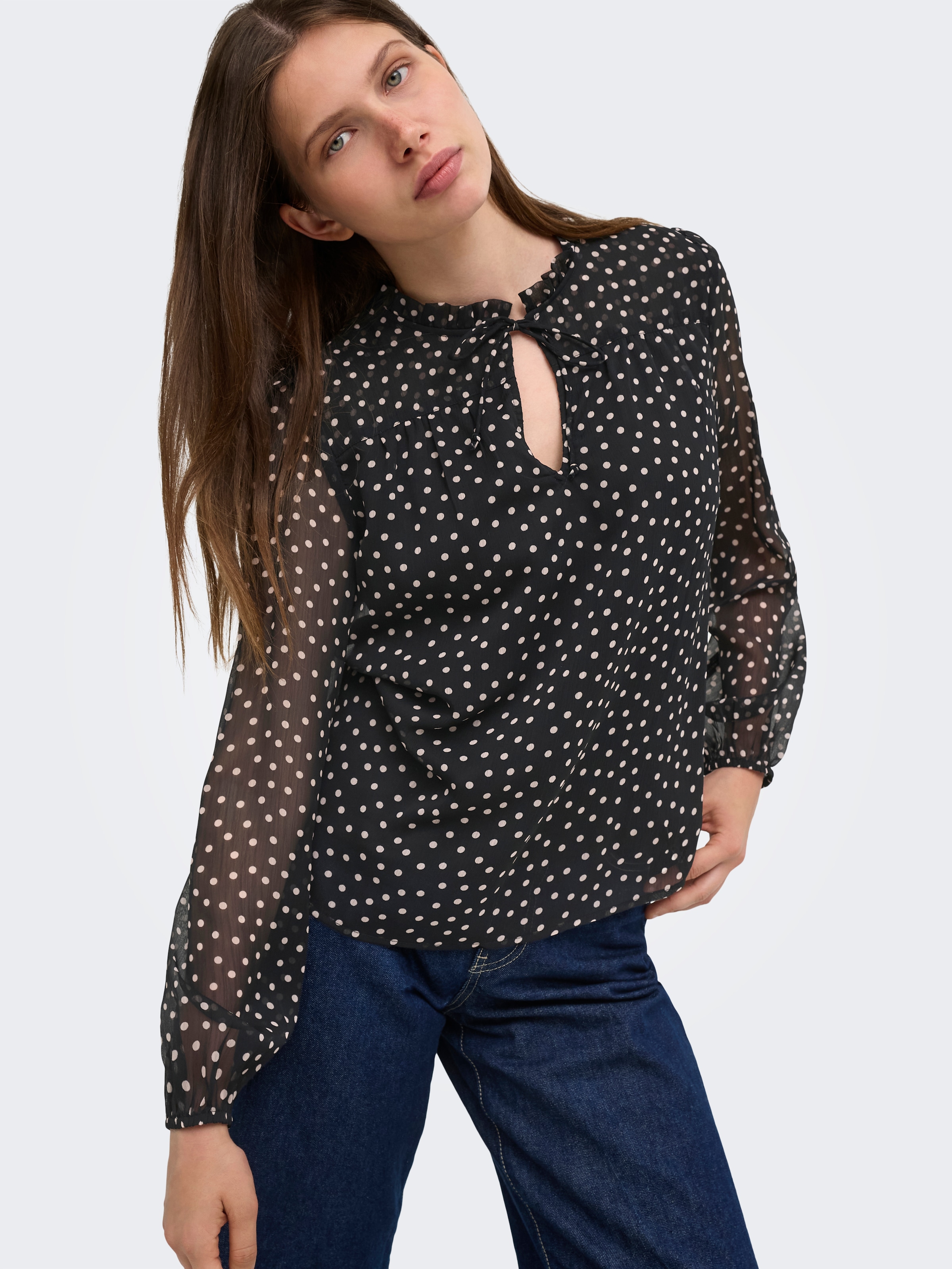 ONLY Chiffonbluse "ONLDITSY L/S BLOUSE WVN" Kunstfaser, regular fit