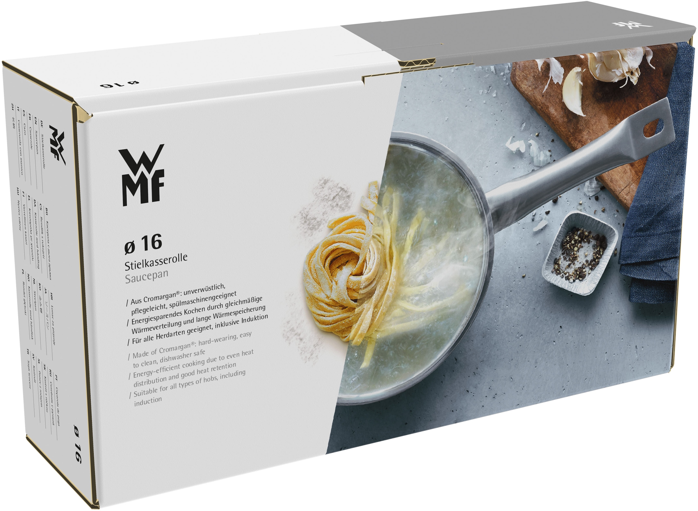 WMF Kasserolle »Gourmet Plus«, Cromargan® Edelstahl Rostfrei 18/10, (1 tlg.), wärmeduzierende Hohlgriffe, Innenskalierung, breiter Schüttrand