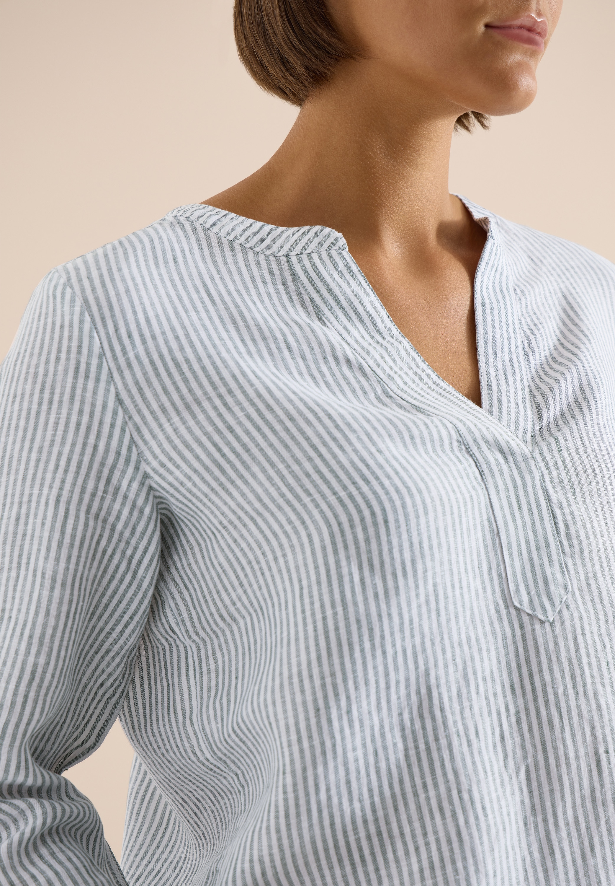 Cecil Schlupfbluse aus sommerlicher Leinenqualität, Streifen-Dessin