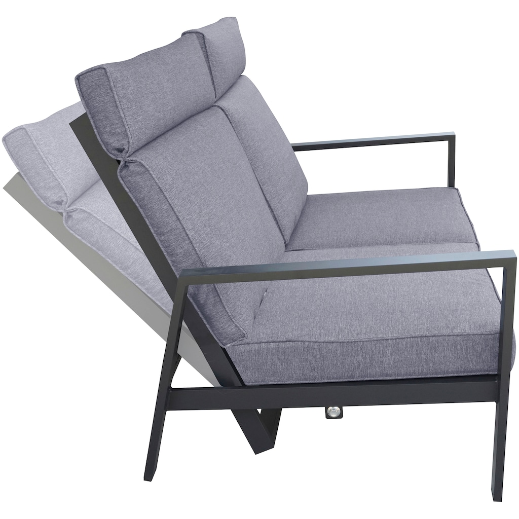 KONIFERA Gartenlounge-Set »Detroit«, (Set, 4 tlg., 1x 2er Sofa, 2x Sessel, 1x Tisch 100x60x42 cm, Aluminium)