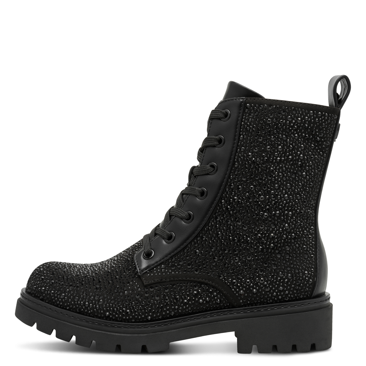 MARCO TOZZI Schnürstiefelette, Blockabsatz, Schnürboots mit glänzenden Stra günstig online kaufen