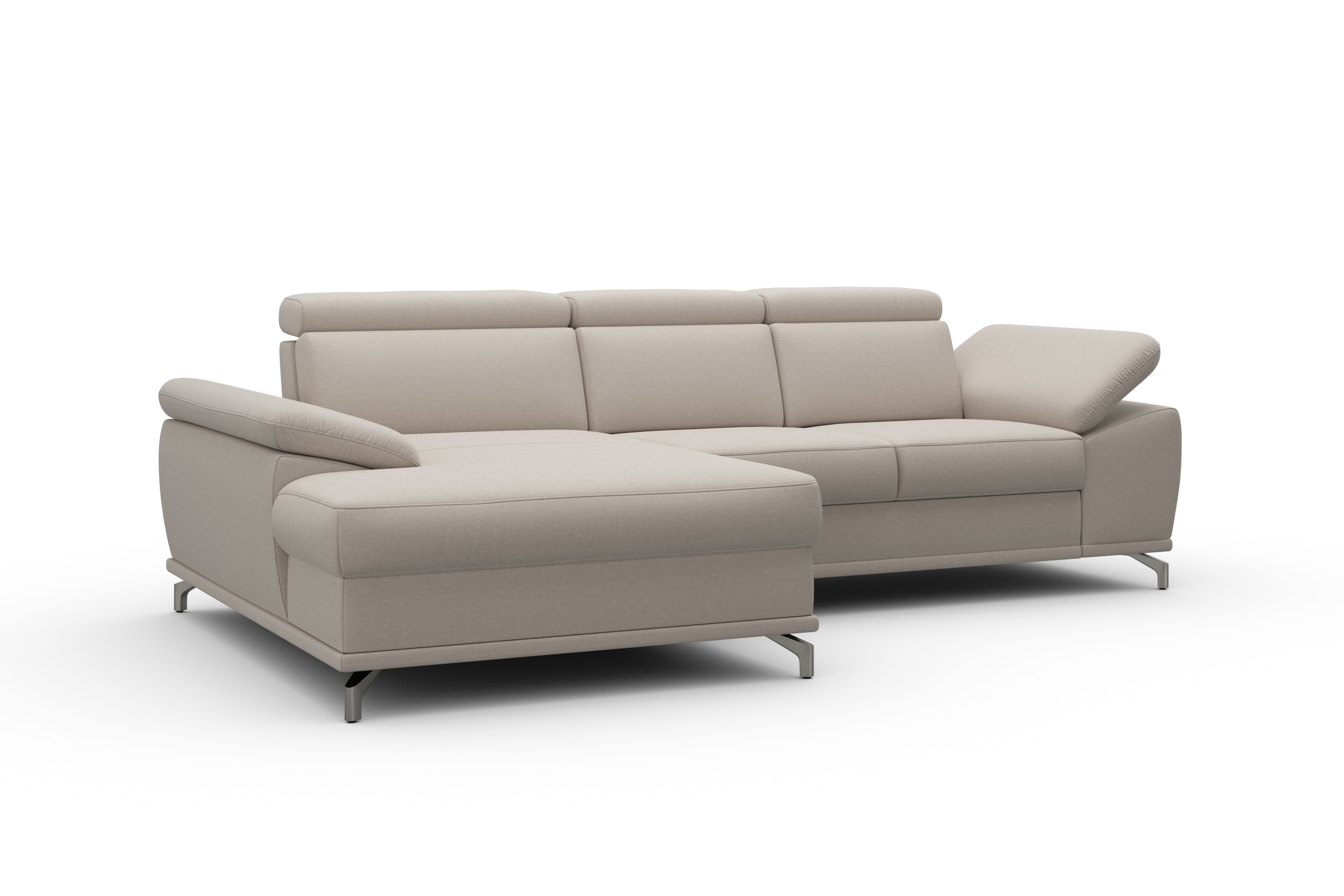 sit&more Ecksofa »Cabrio L-Form, mit Sitztiefenverstellung, Arm- und Kopfteilverstellung«, 2 Nierenkissen, Federkern, optional Bettfunktion und Stauraum