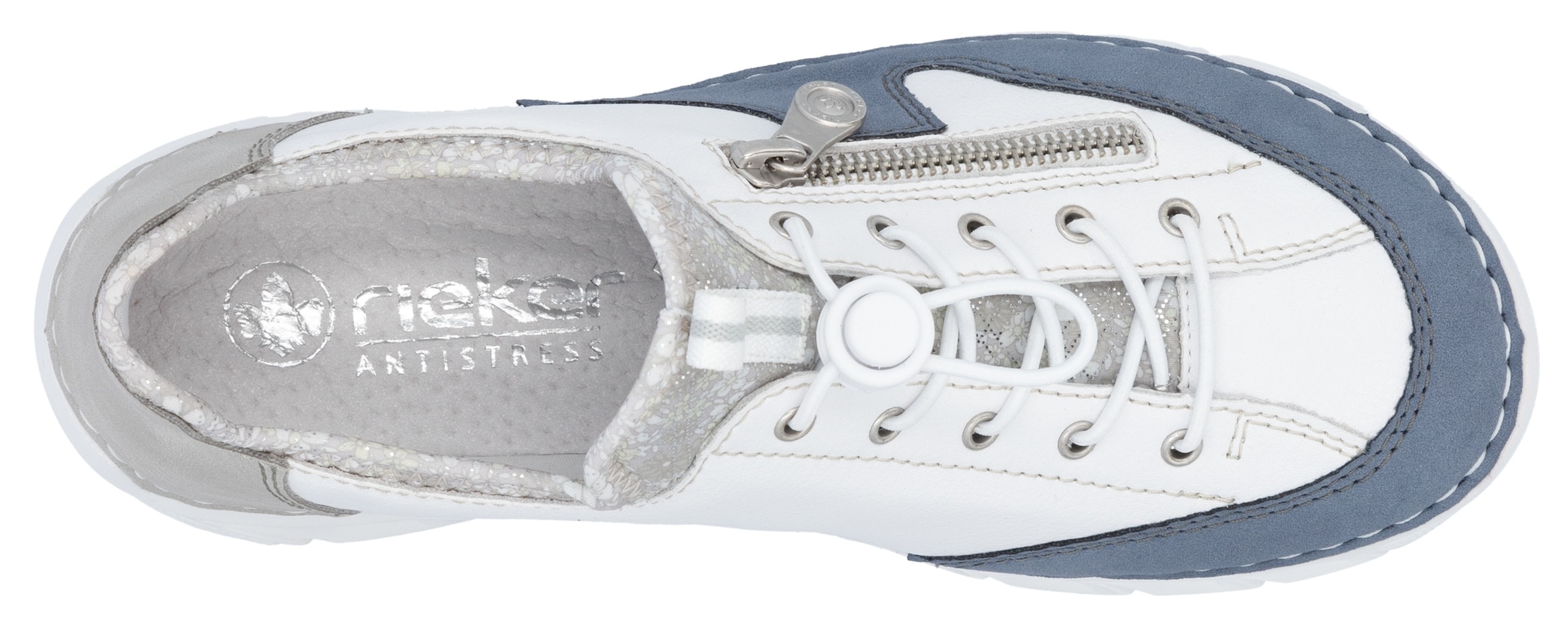 Rieker Slip-On Sneaker, Slipper, Freizeitschuh mit kontrastfarbenen Besätzen