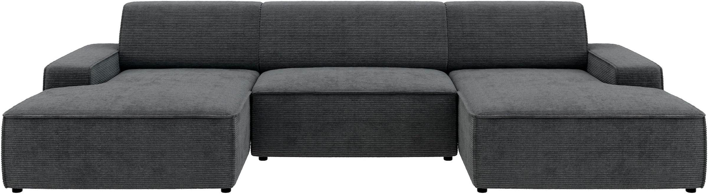 TRENDMANUFAKTUR Wohnlandschaft »Graz, wahlweise mit Sitzvorschub und Bettkasten, U-Form, Breite 329 cm«, in Cord-, haustierfreundlichem LEO Struktur- oder LUMOS-3D-Bezug