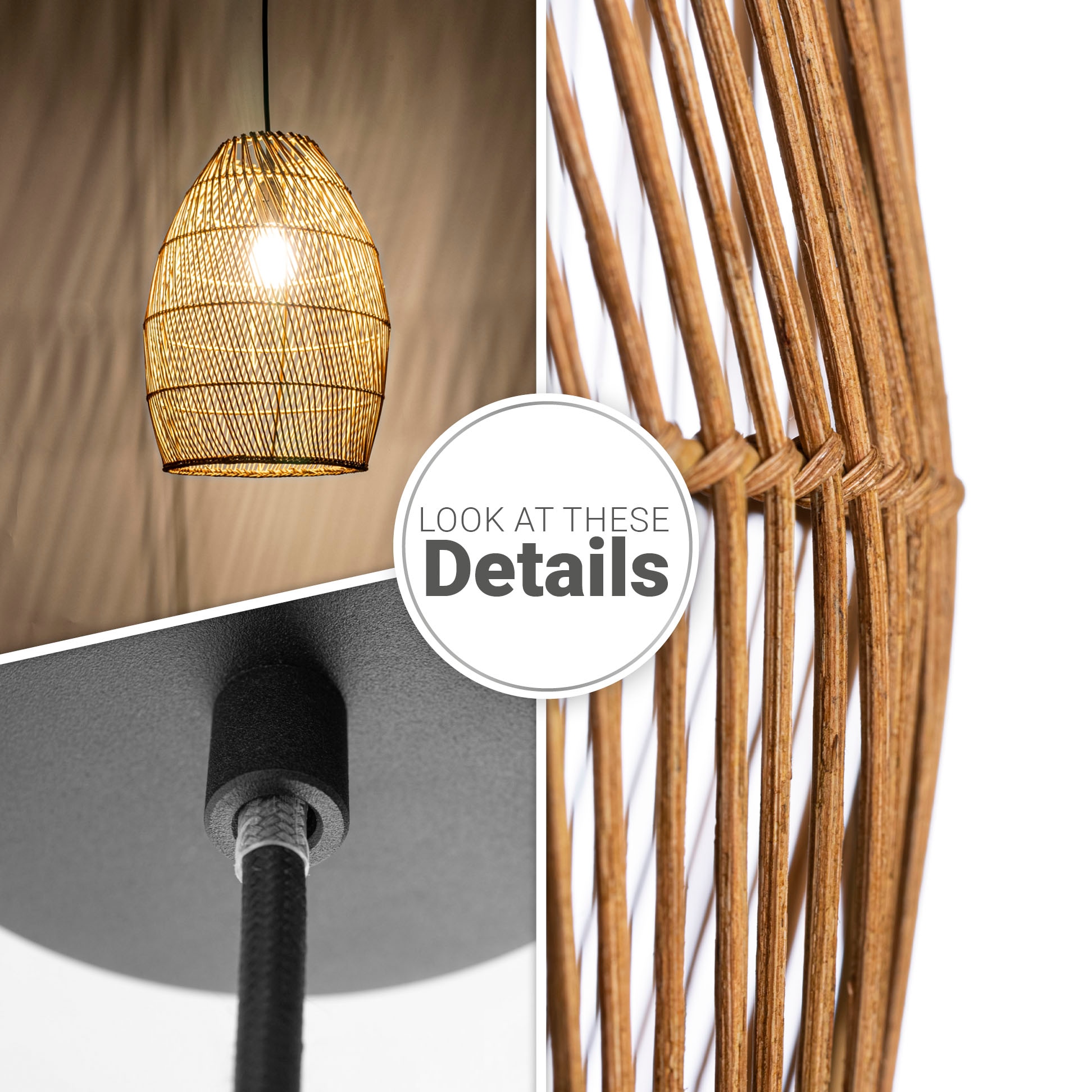 Paco Home Pendelleuchte »VIHMA«, Korb LED Boho E27 BAUR Pendellampe Rustikal Natürlich | Esstischlampe Rattan