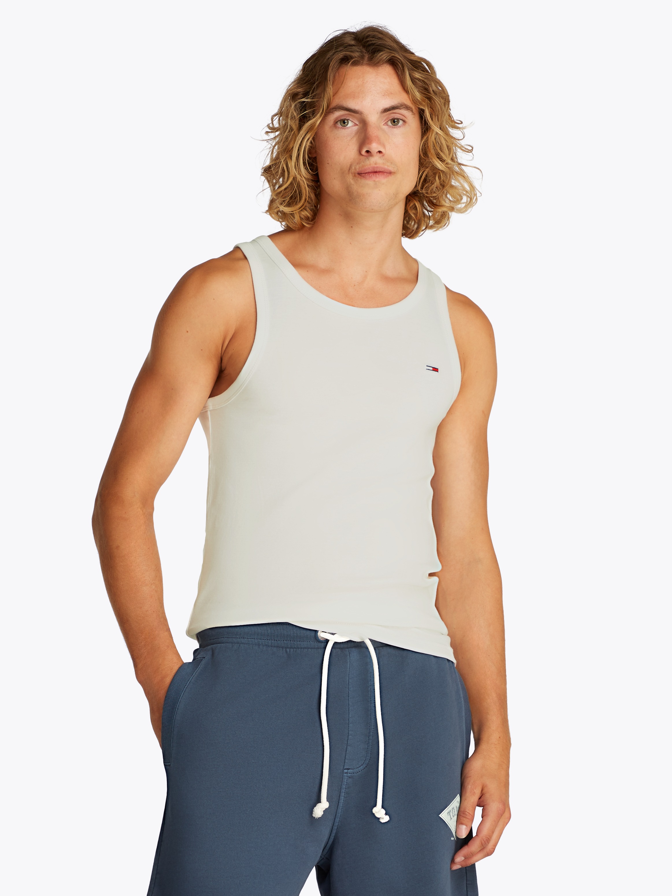 Tommy Jeans Tanktop "TJM XSLIM 2PCK RIB TANK EXT", 2 Stk. mit gerippter Str günstig online kaufen