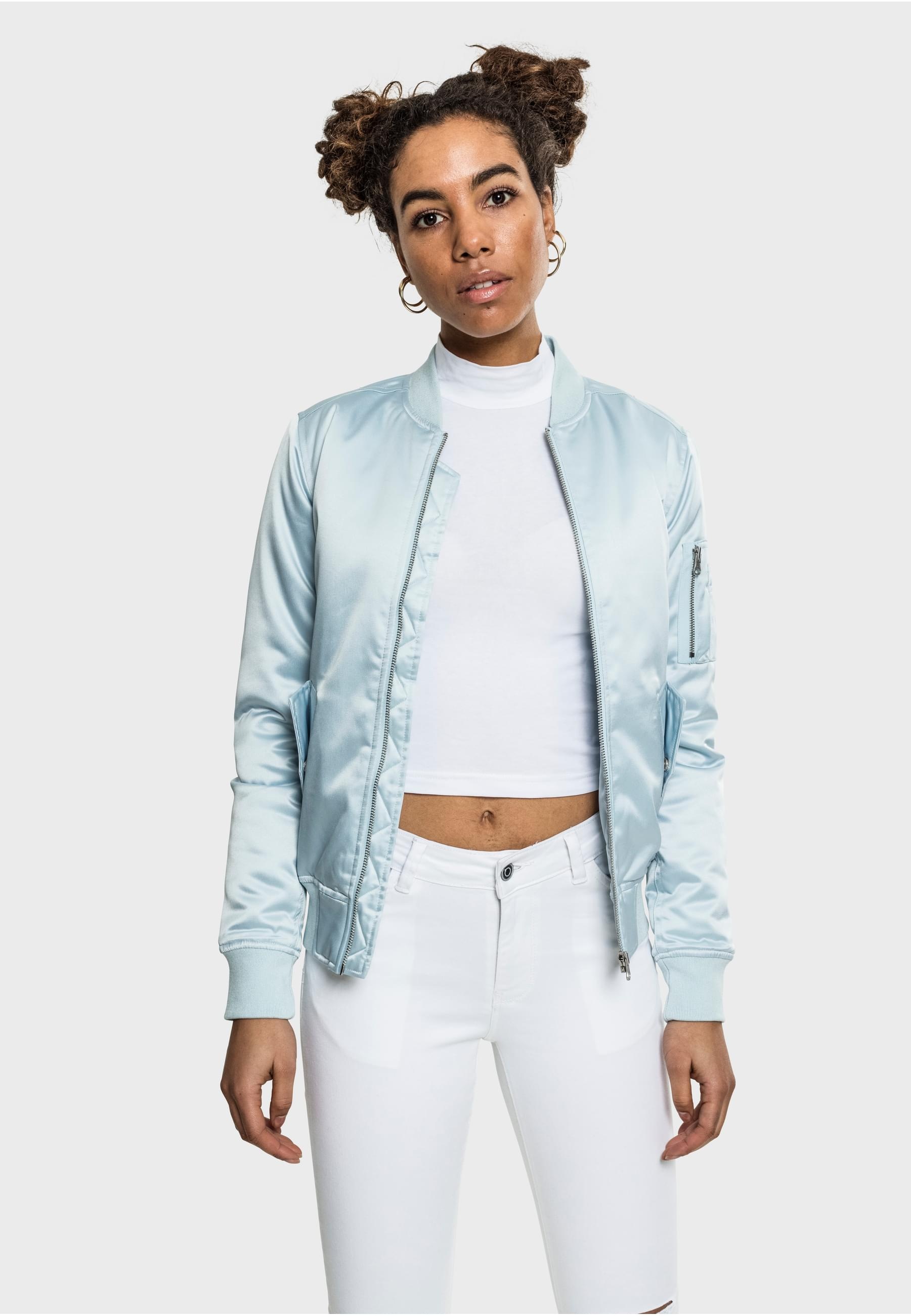 URBAN CLASSICS Allwetterjacke »Urban Classics Damen Ladies Satin Bomber Jacket« 1 Stk. tlg. ohne Kapuze