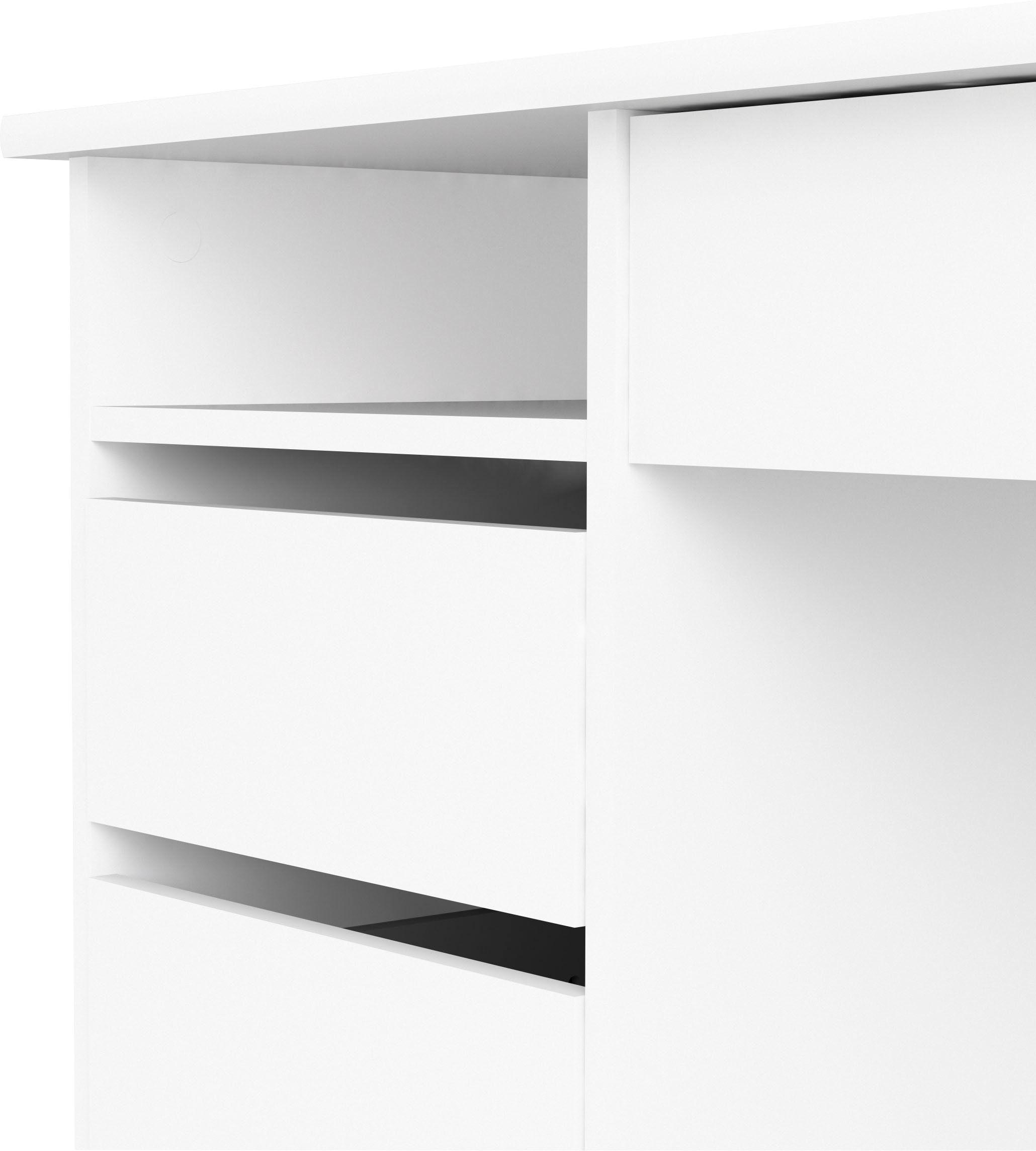 Home affaire »Plus, Computertisch, mit 3 Schubkästen, 1 Schublade mit Schloss« 1 Einlegeboden, modern, minimalistisch, staurum, B: 109,3 x H: 75,6 cm