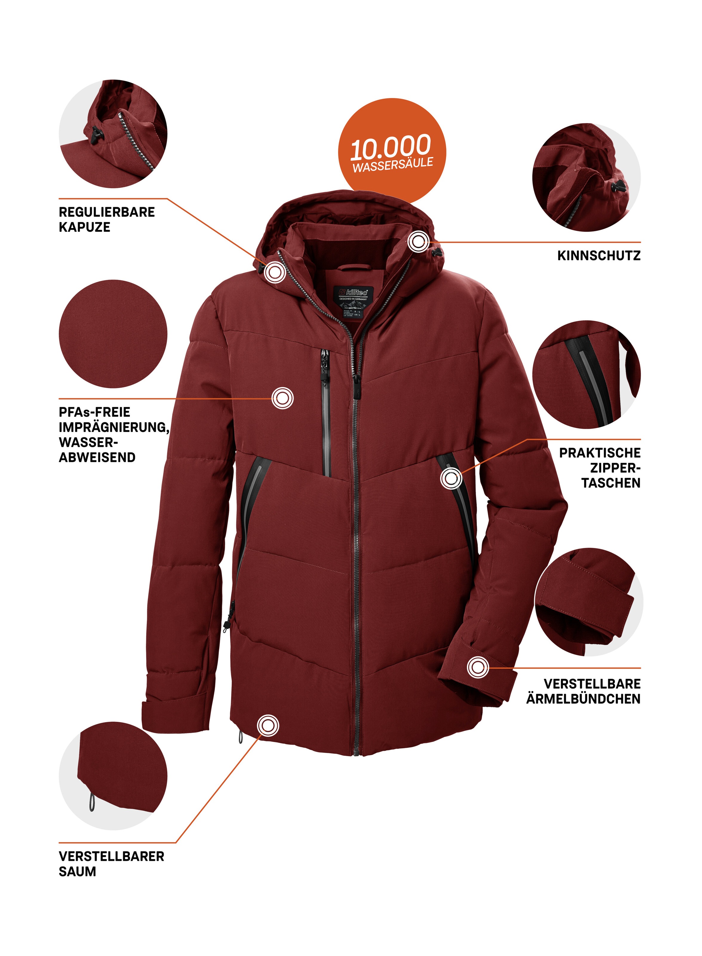 Killtec Steppjacke »KOW 1 MN QLTD JCKT«, Wasser- und windabweisende Funktionsjacke, Kapuze, recyceltes Material