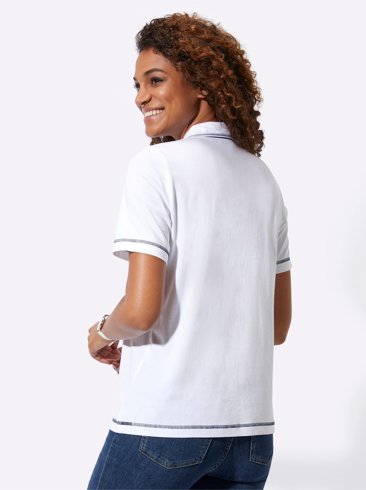 Poloshirt CASUAL LOOKS "Shirt", Damen, Gr. 38, weiß, 50% Baumwolle, 50% Modal, bedruckt, gemustert, unifarben, Shirts 2