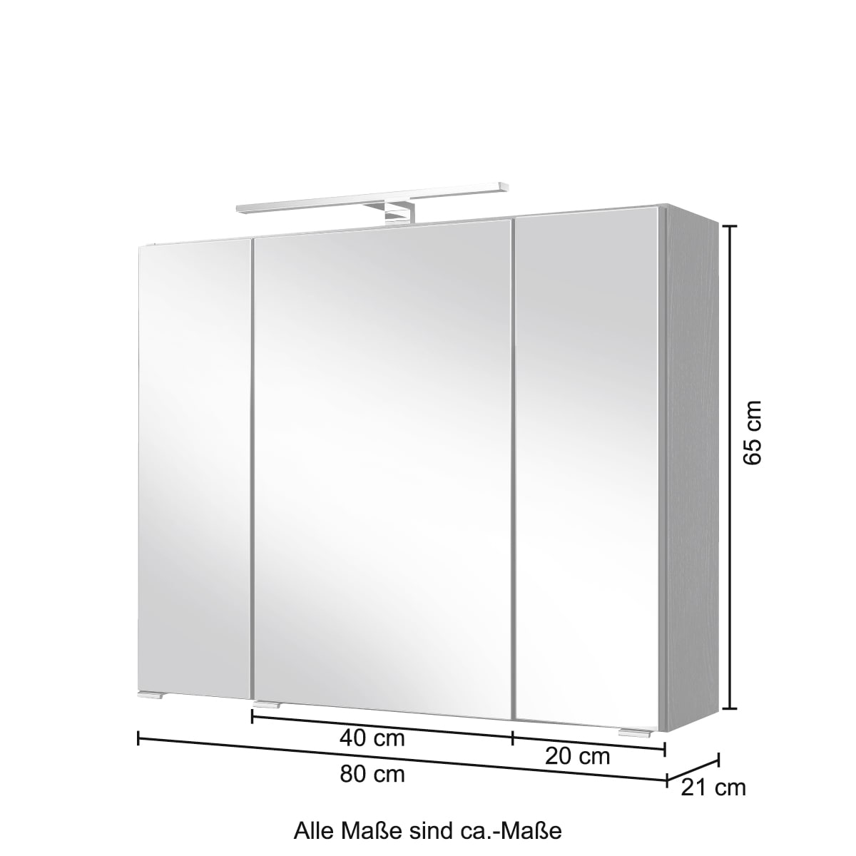 welltime Spiegelschrank »Malibu«, Breite 80 cm, mit Spiegeltüren und Türendämpfern