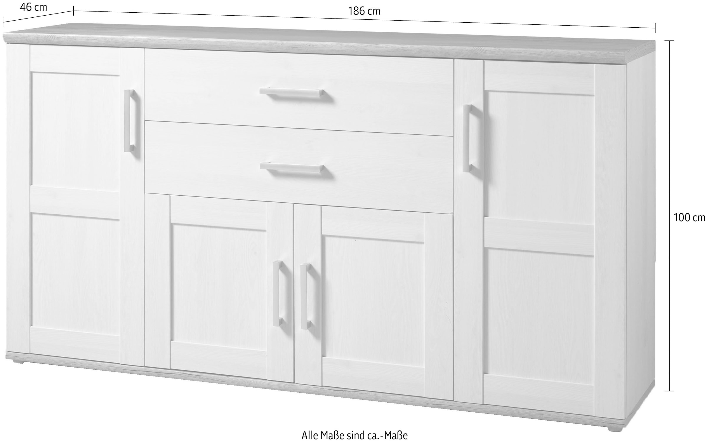 HBZ Sideboard »Romance im Landhaustil, Wohnzimmerschrank BxHxT 186x100x46 cm«, (1 St.), Landhaustil, Wohnzimmerschrank in Sibiu Lärche NB