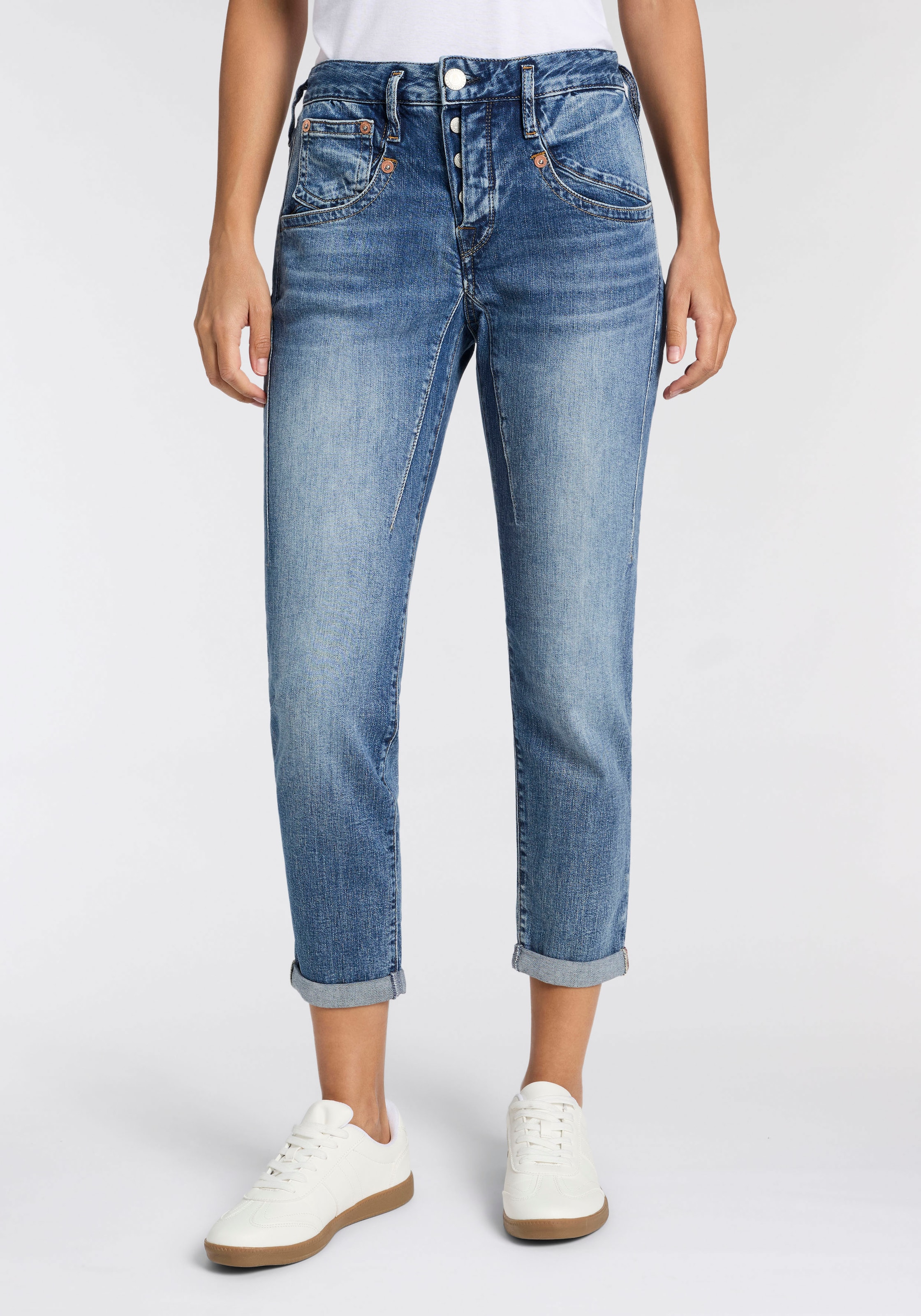 Herrlicher Boyfriend-Jeans "Shyra Cropped Denim" in Cropped-Länge, hoher Bund
