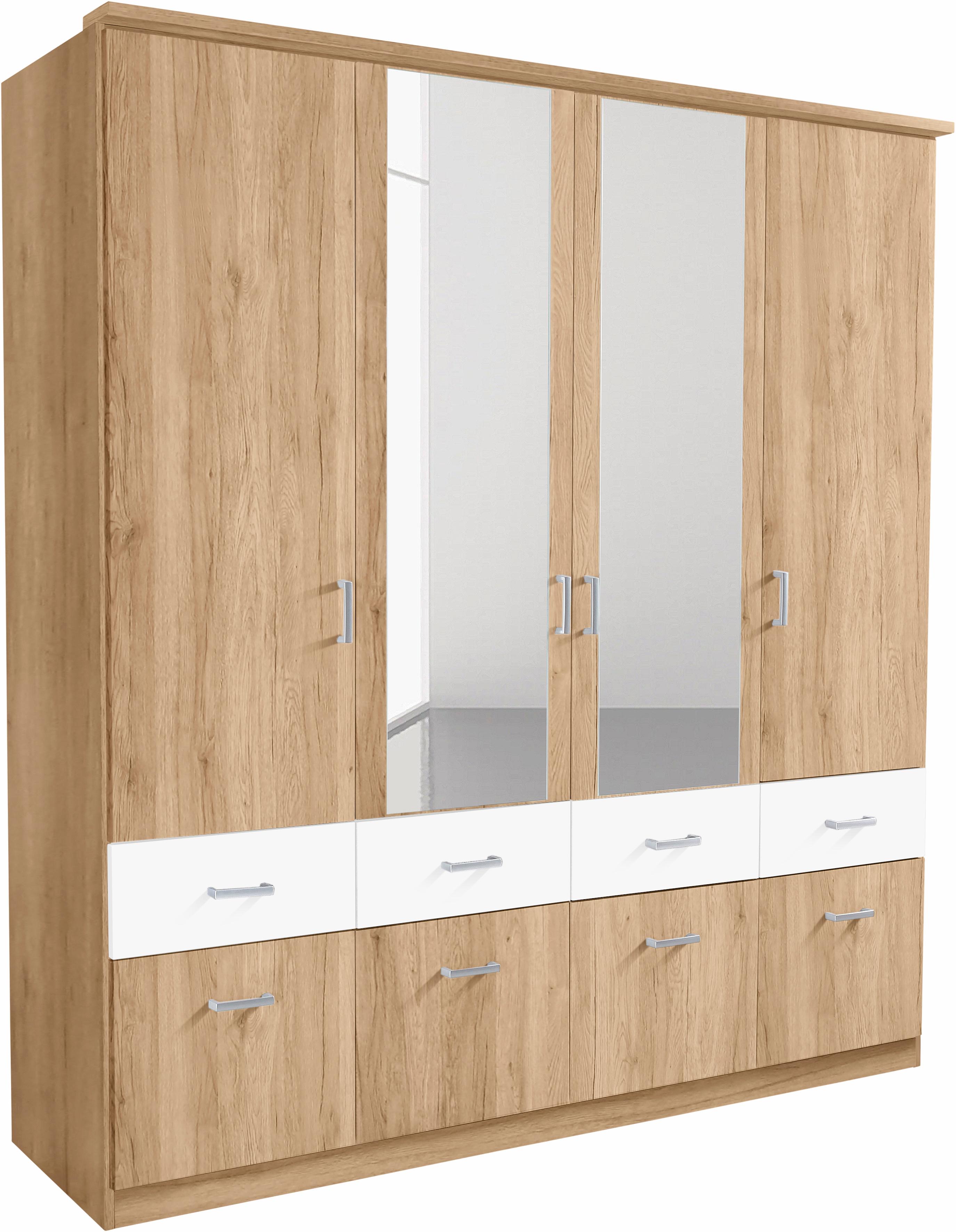 rauch Kleiderschrank "Kleiderschrank Schrank Garderobe deckenhoher Schrank BREMEN" optional mit Spiegel, Breiten: 91/136/181 cm, Höhe: 199 cm, in vielen Farbvariationen, inkl. Kranzblende MADE IN GERMANY